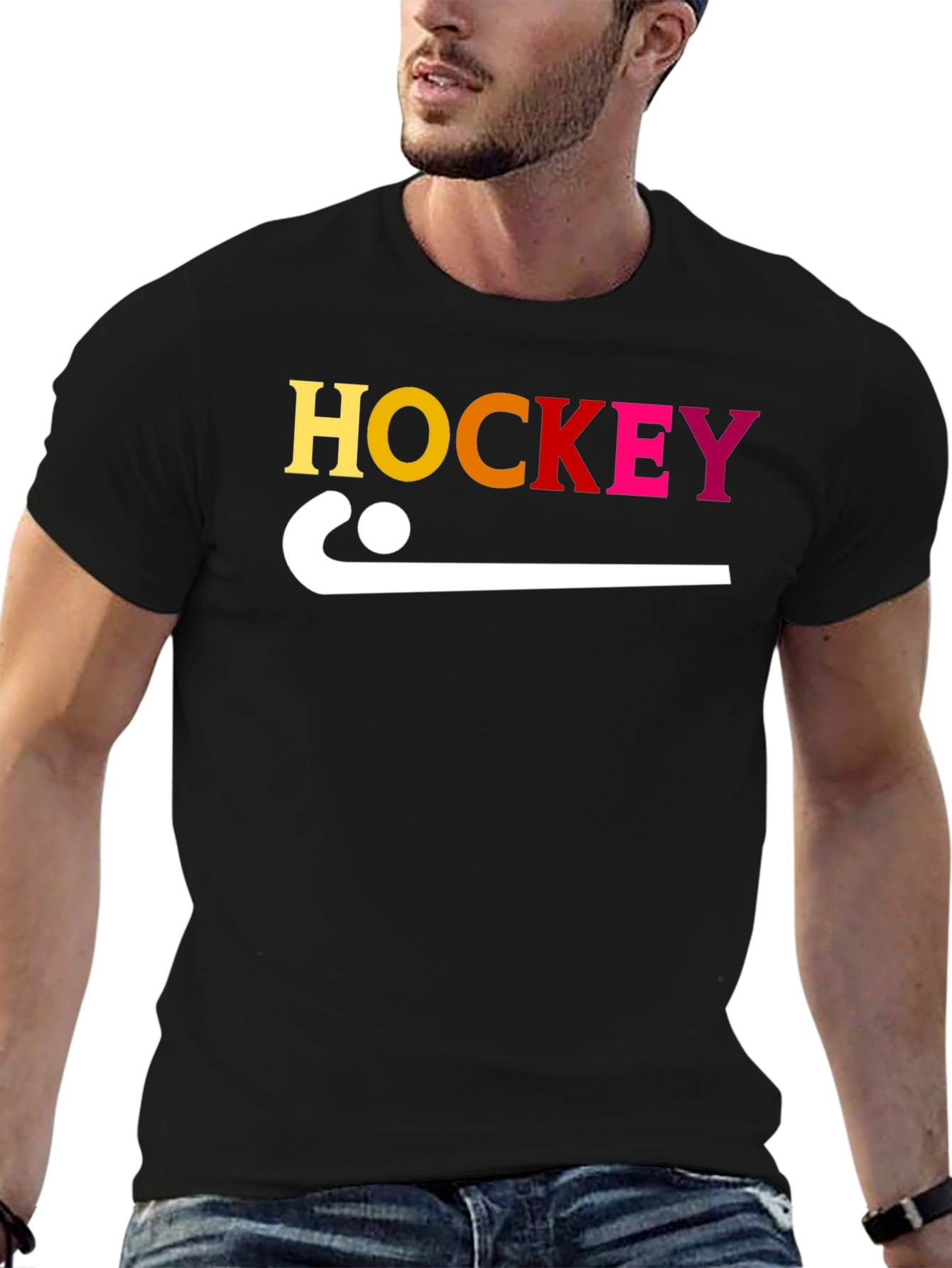 Hockey Stick Graphic Tee - Sporty Cotton T-Shirt