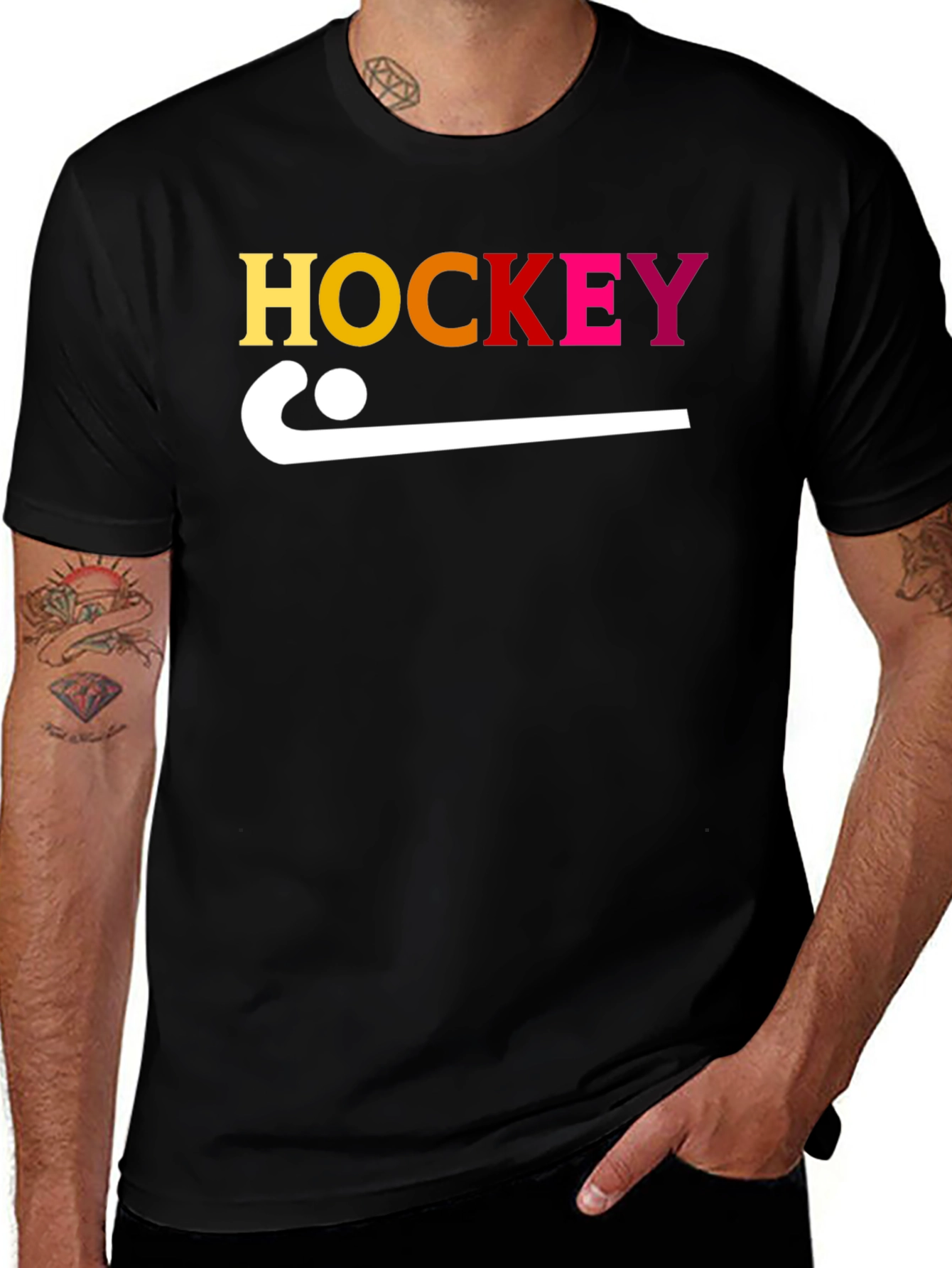 Hockey Stick Graphic Tee - Sporty Cotton T-Shirt