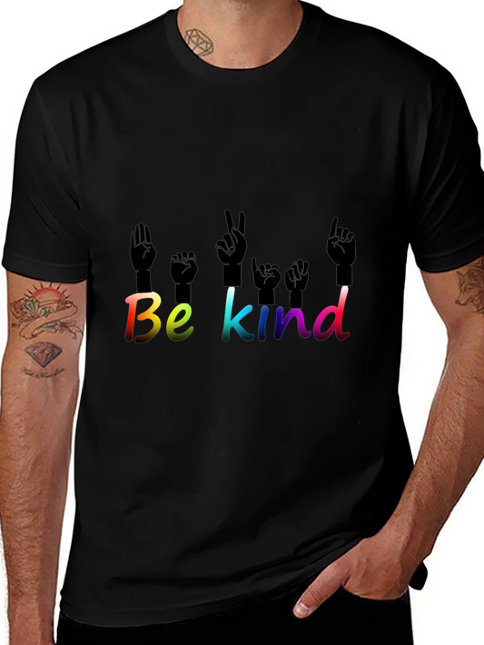 Be Kind T-Shirt ASL Hand Sign Language Rainbow