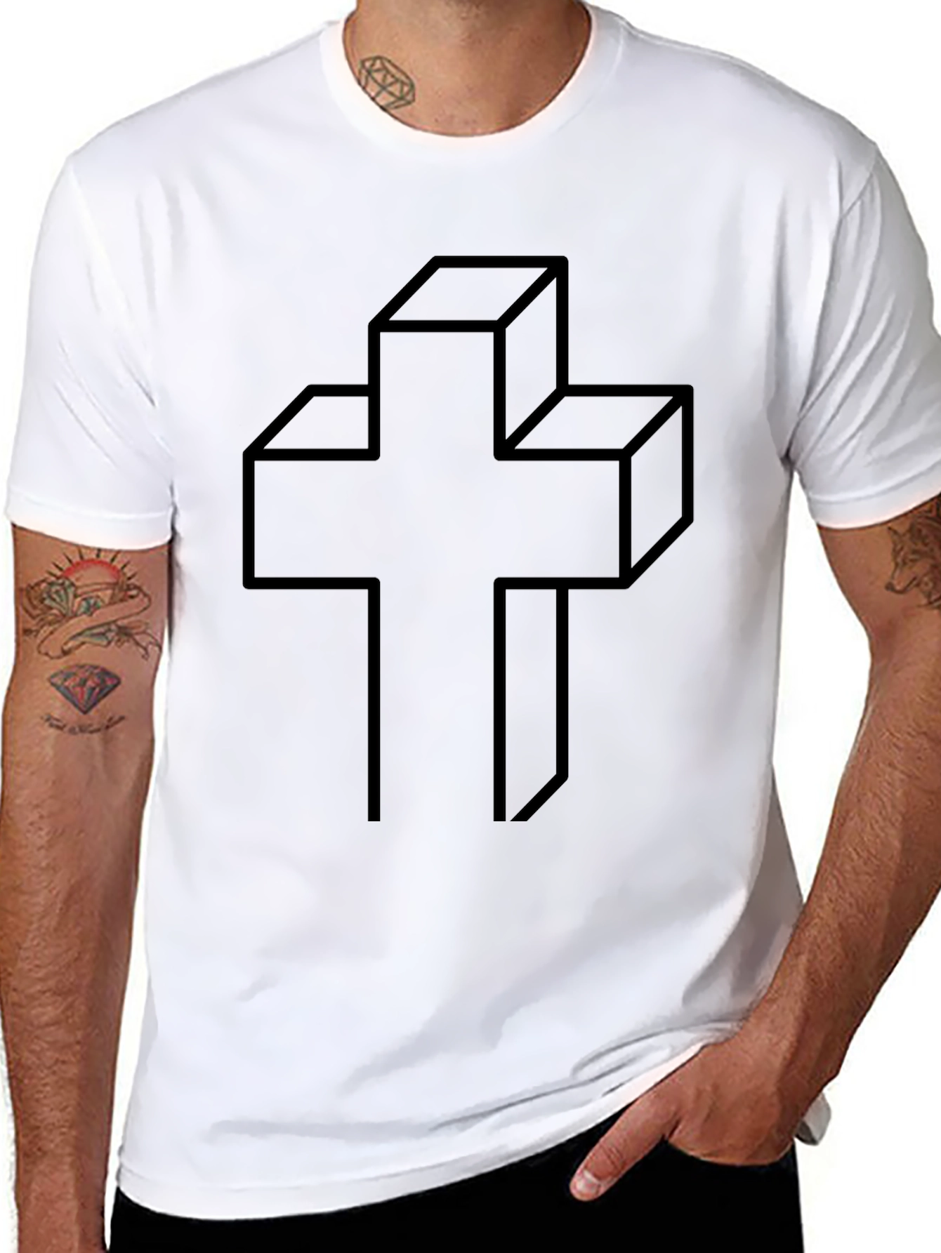 Geometric Cross Graphic Tee - Modern Christian Apparel