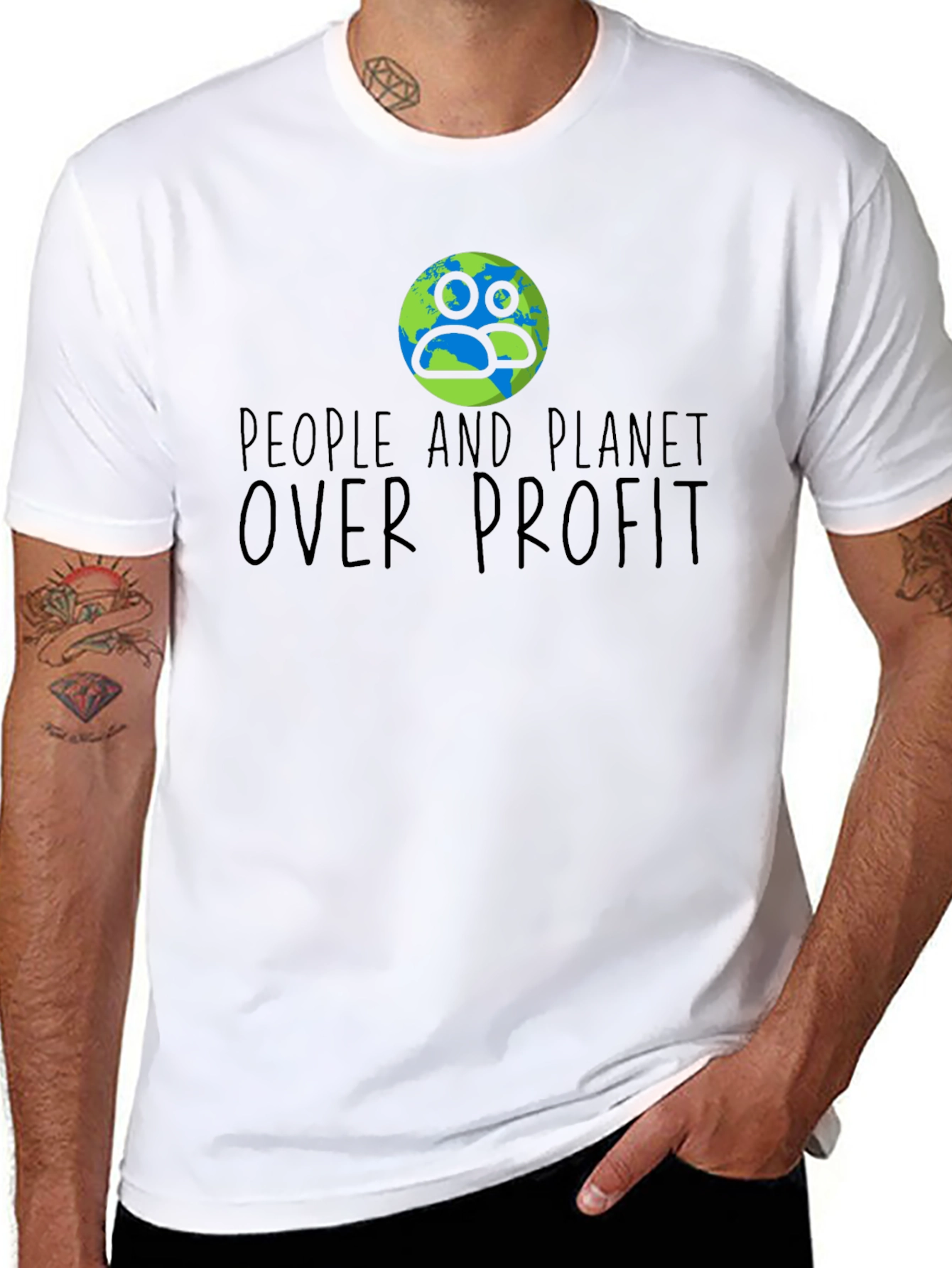 People and Planet Over Profit Black T-Shirt