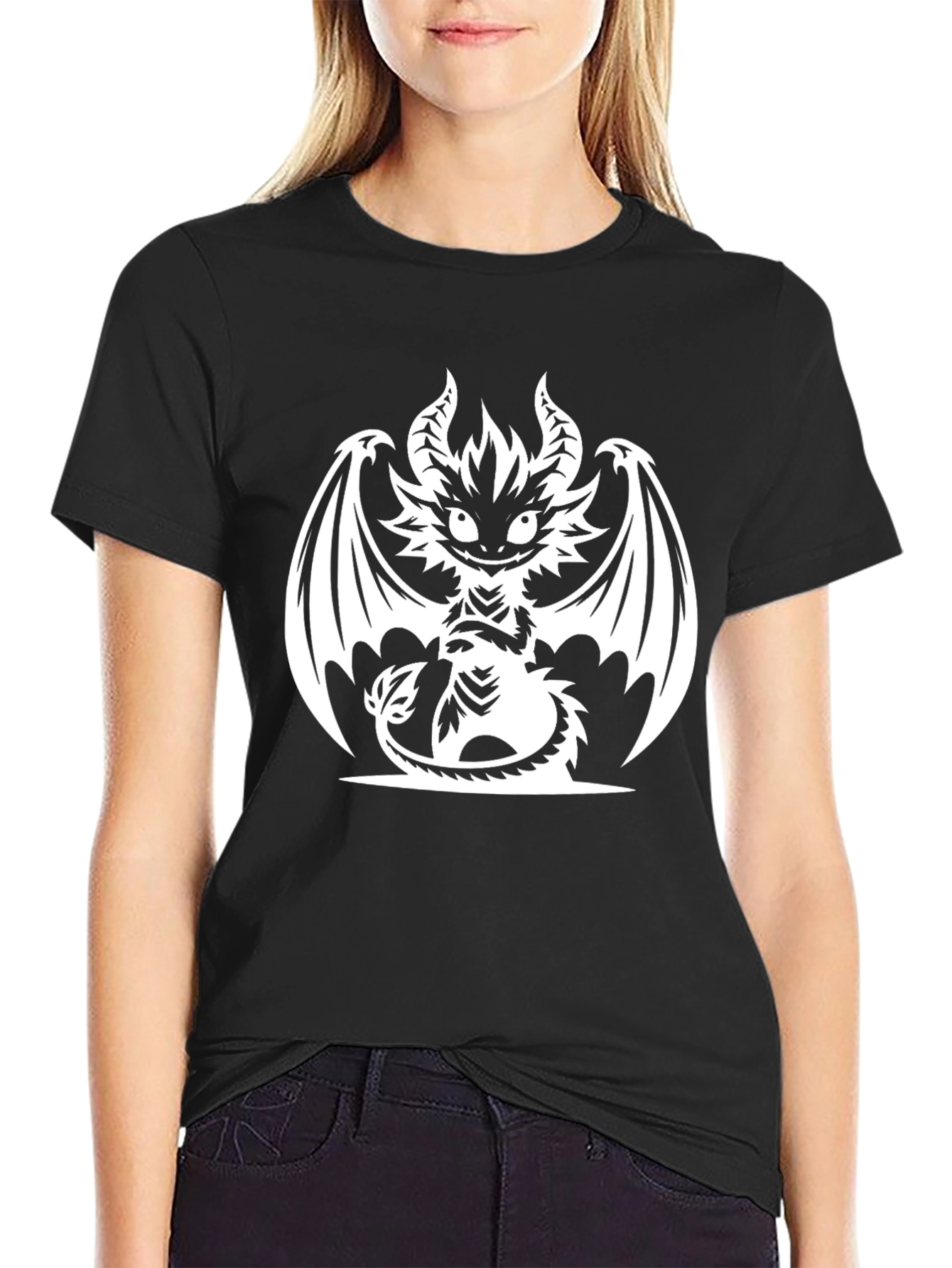 Mens Black T-Shirt with Dragon Graphic