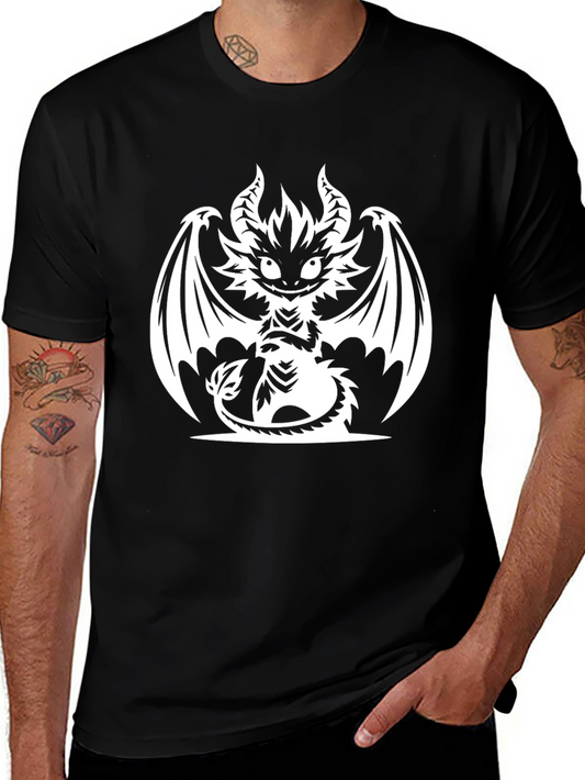 Mens Black T-Shirt with Dragon Graphic