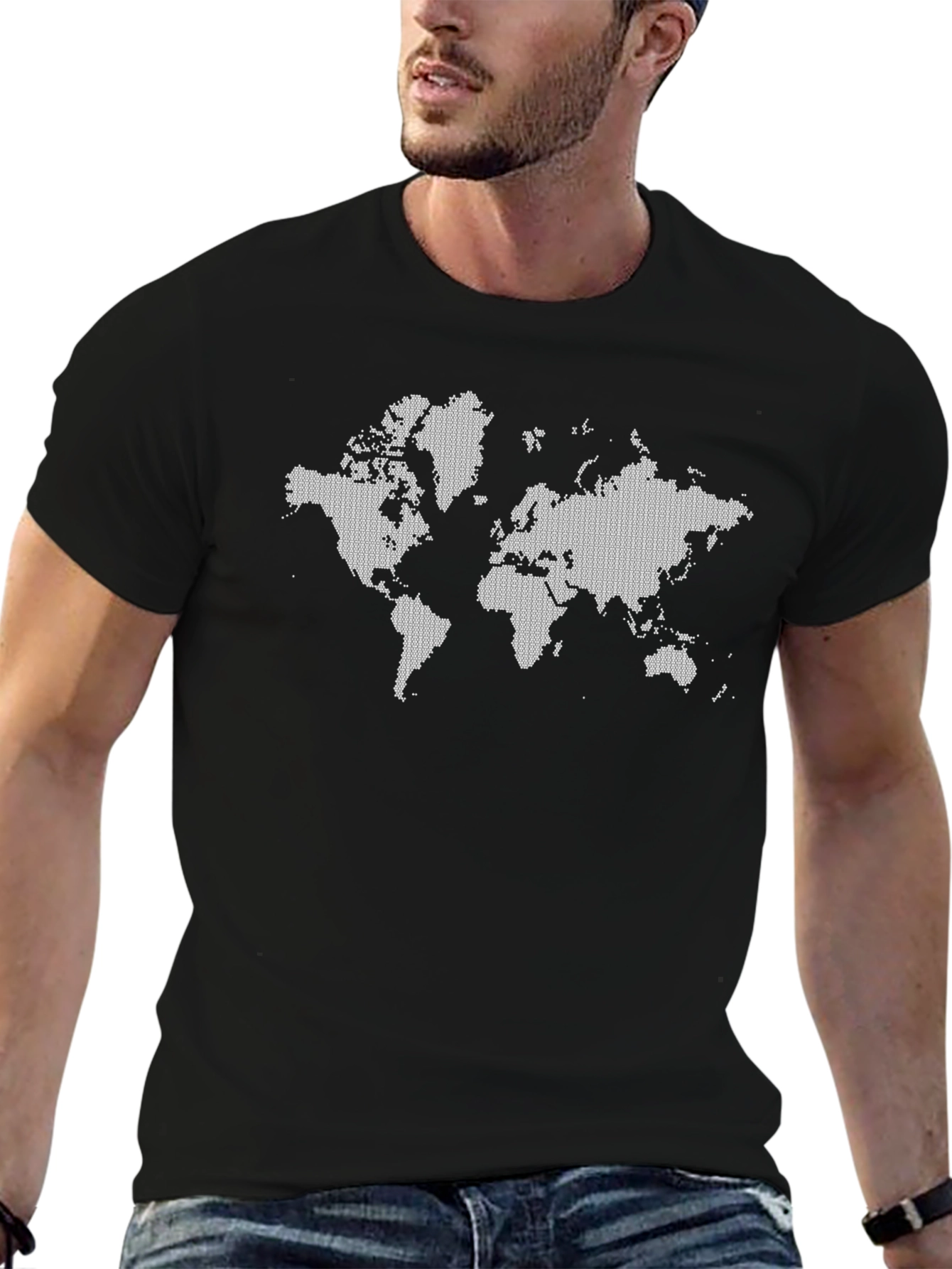 World Map Graphic Black T-Shirt
