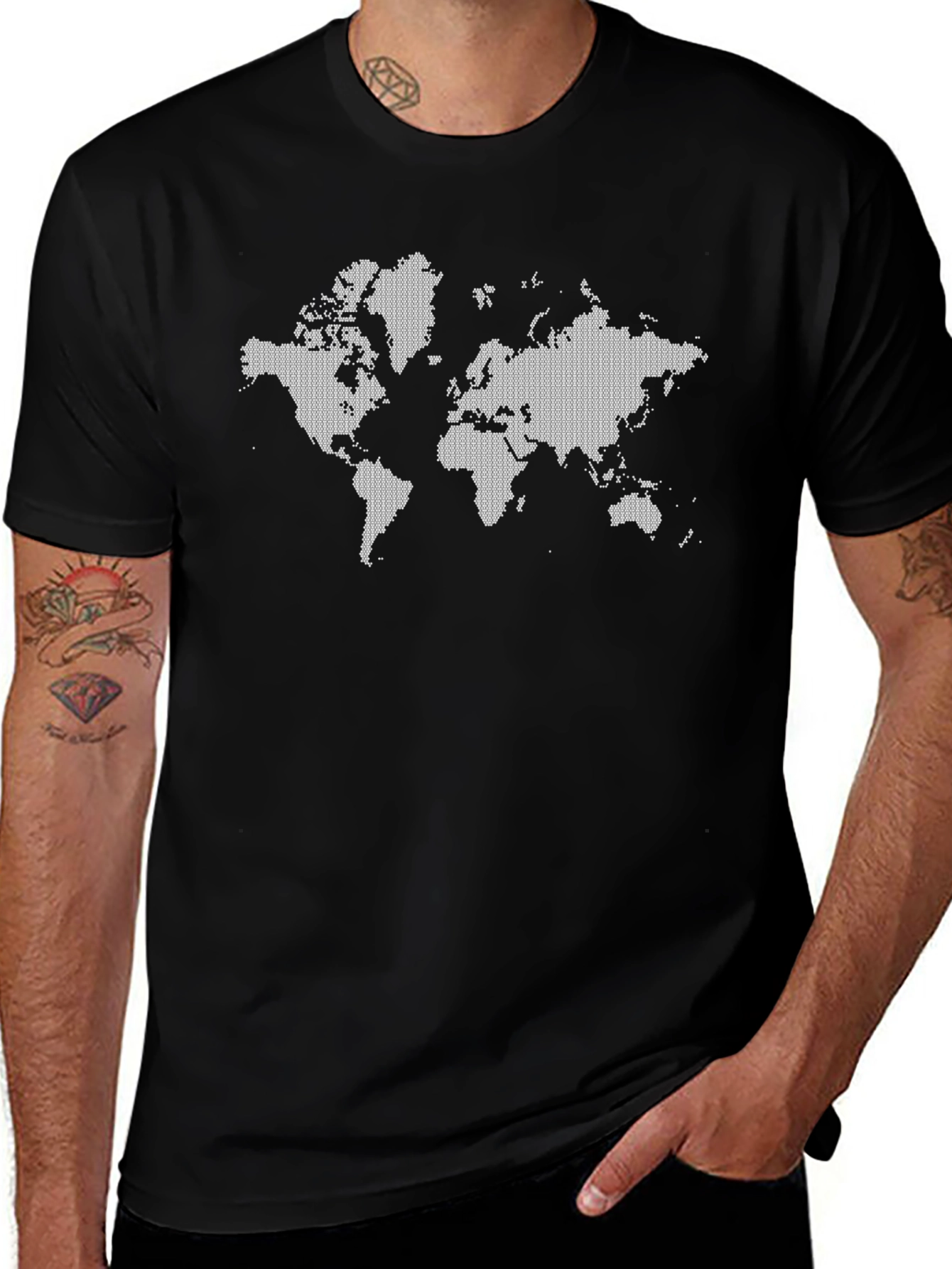 World Map Graphic Black T-Shirt