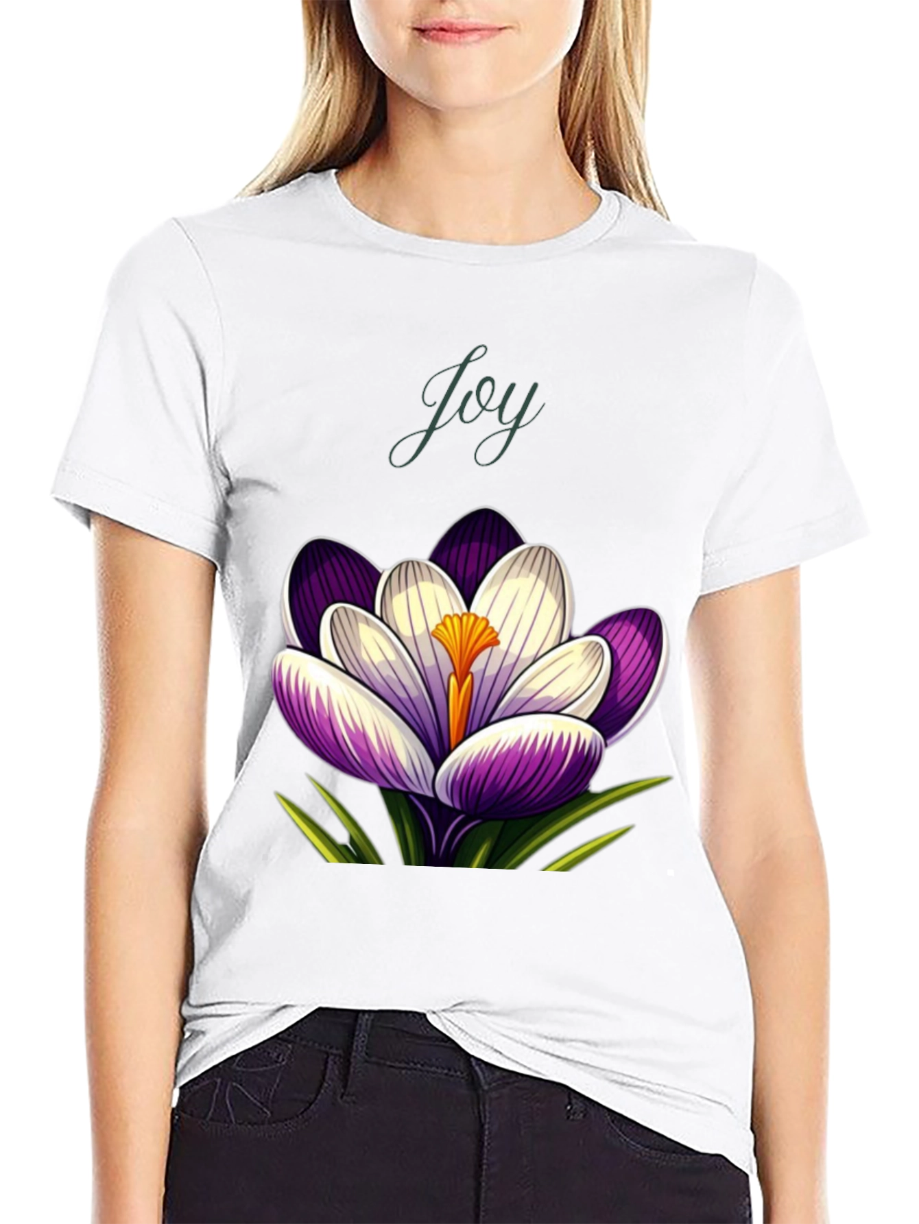 Joy Crocus Flower T-Shirt - Floral Graphic Tee