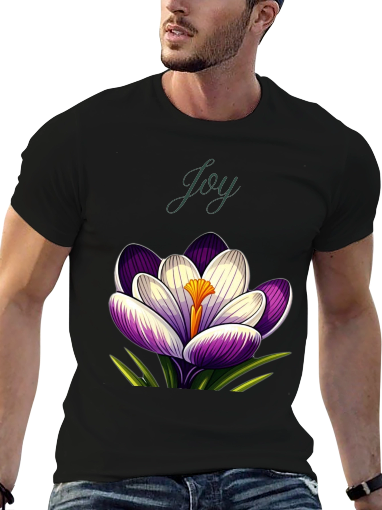 Joy Crocus Flower T-Shirt - Floral Graphic Tee