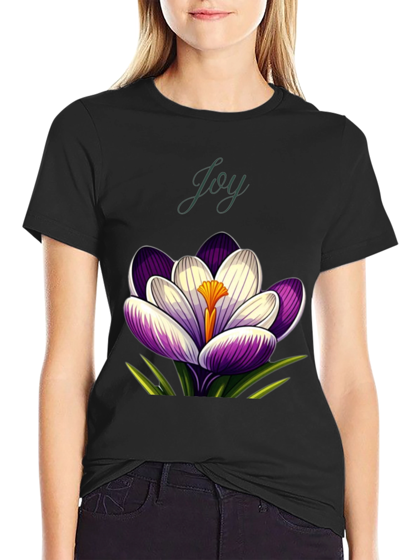 Joy Crocus Flower T-Shirt - Floral Graphic Tee