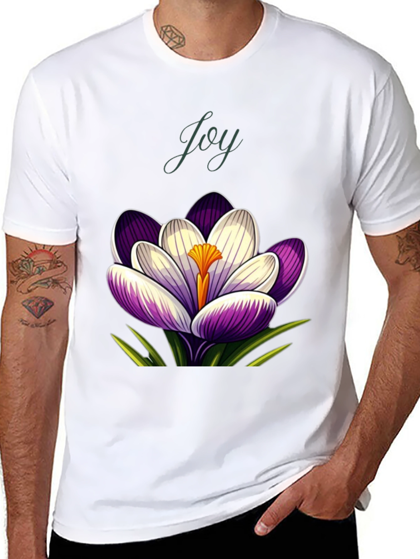 Joy Crocus Flower T-Shirt - Floral Graphic Tee