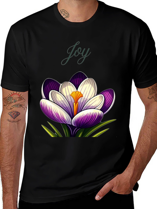 Joy Crocus Flower T-Shirt - Floral Graphic Tee