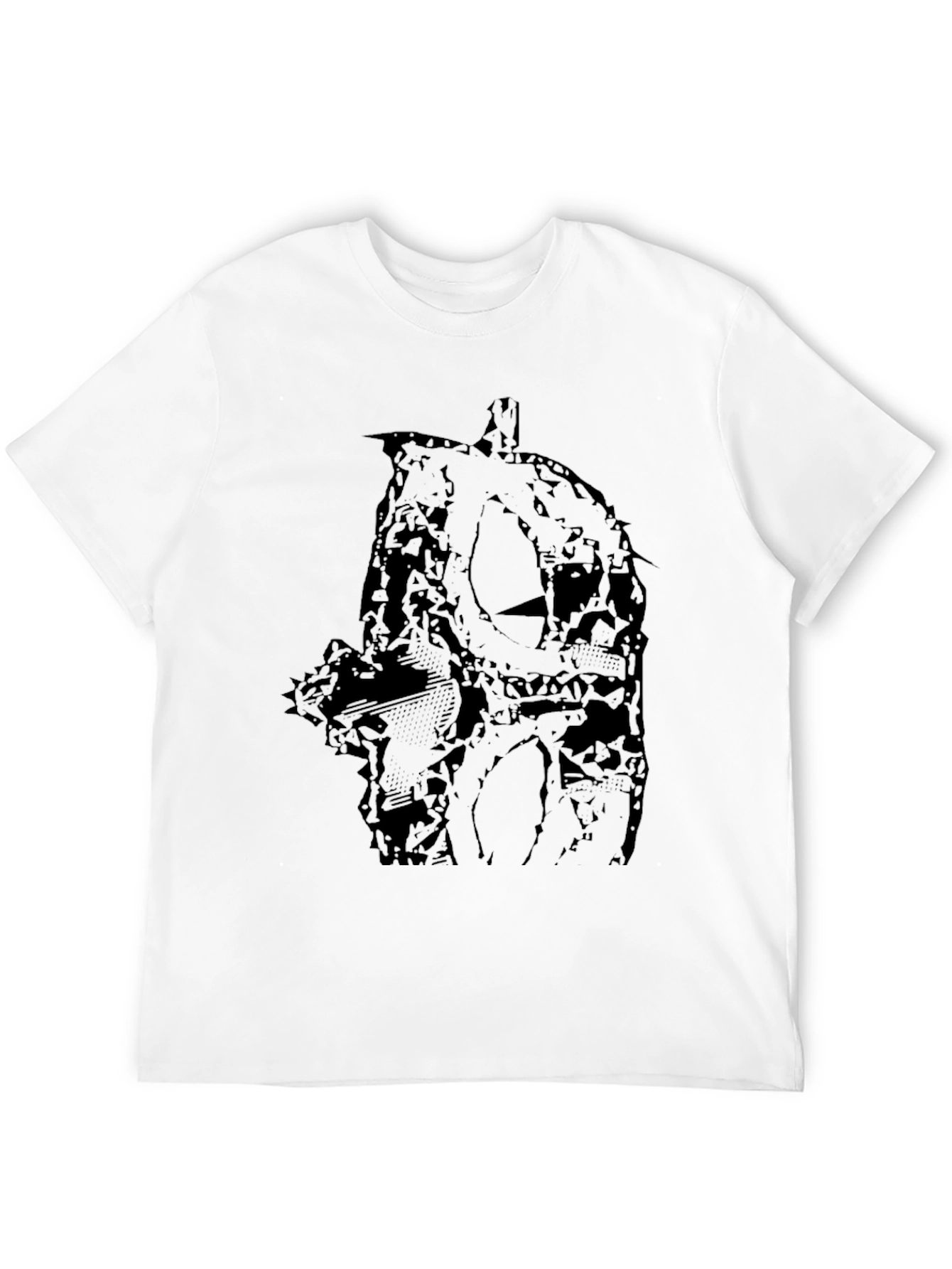 Mens Black Graphic Tee - Abstract Skull Design