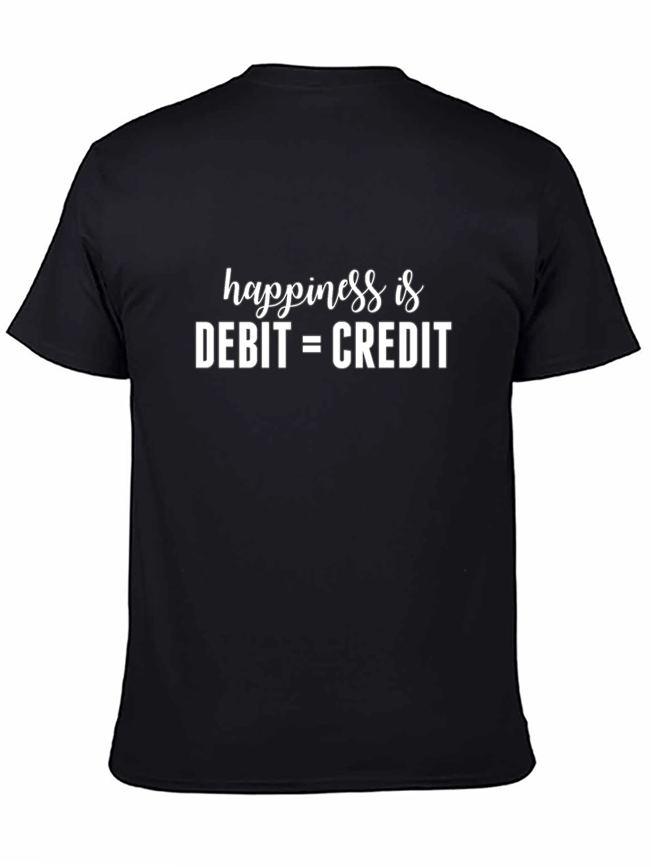 Accountant Humor T-Shirt: Happiness is Debit=Credit