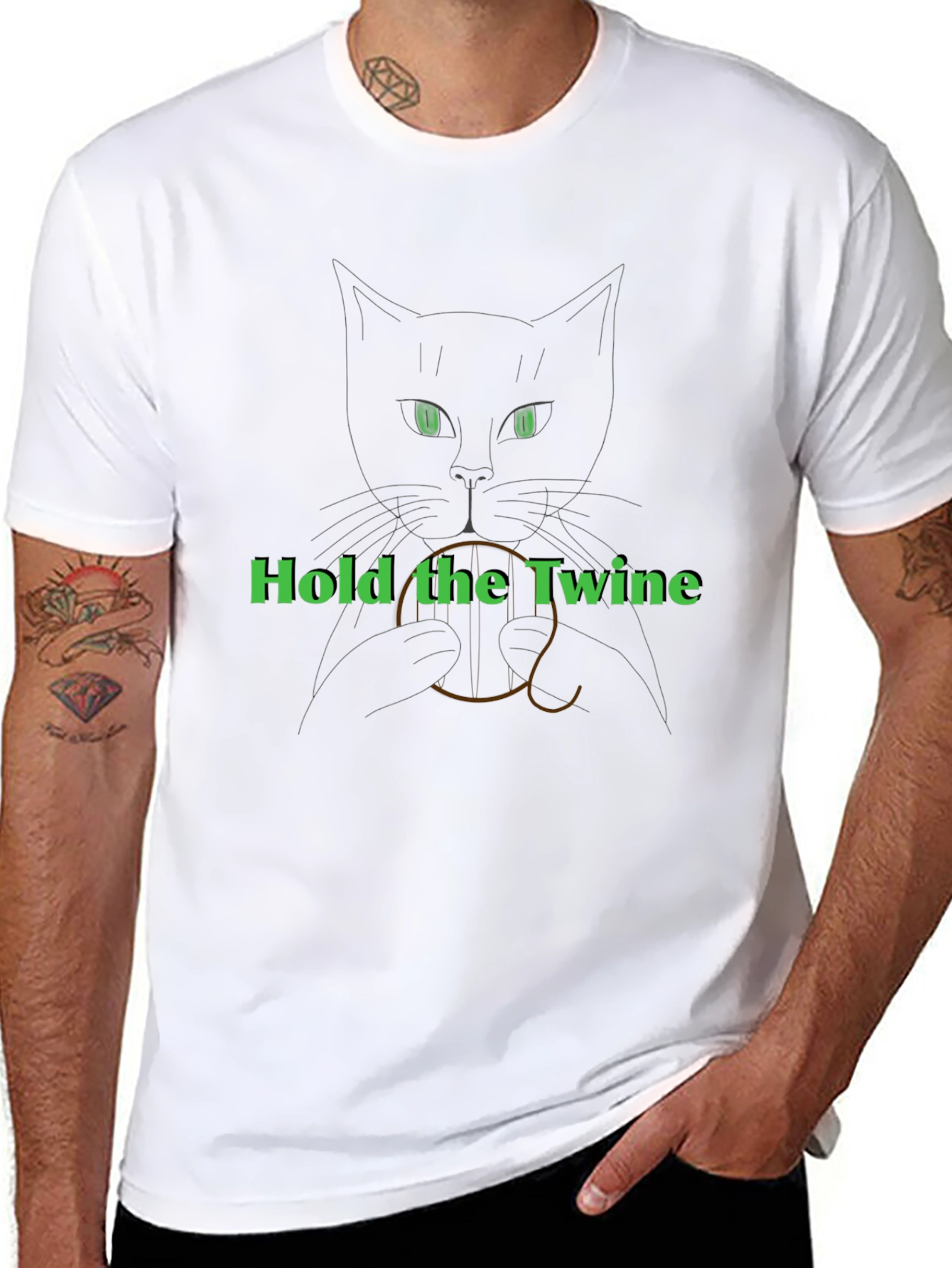 Hold The Twine Cat Graphic T-Shirt