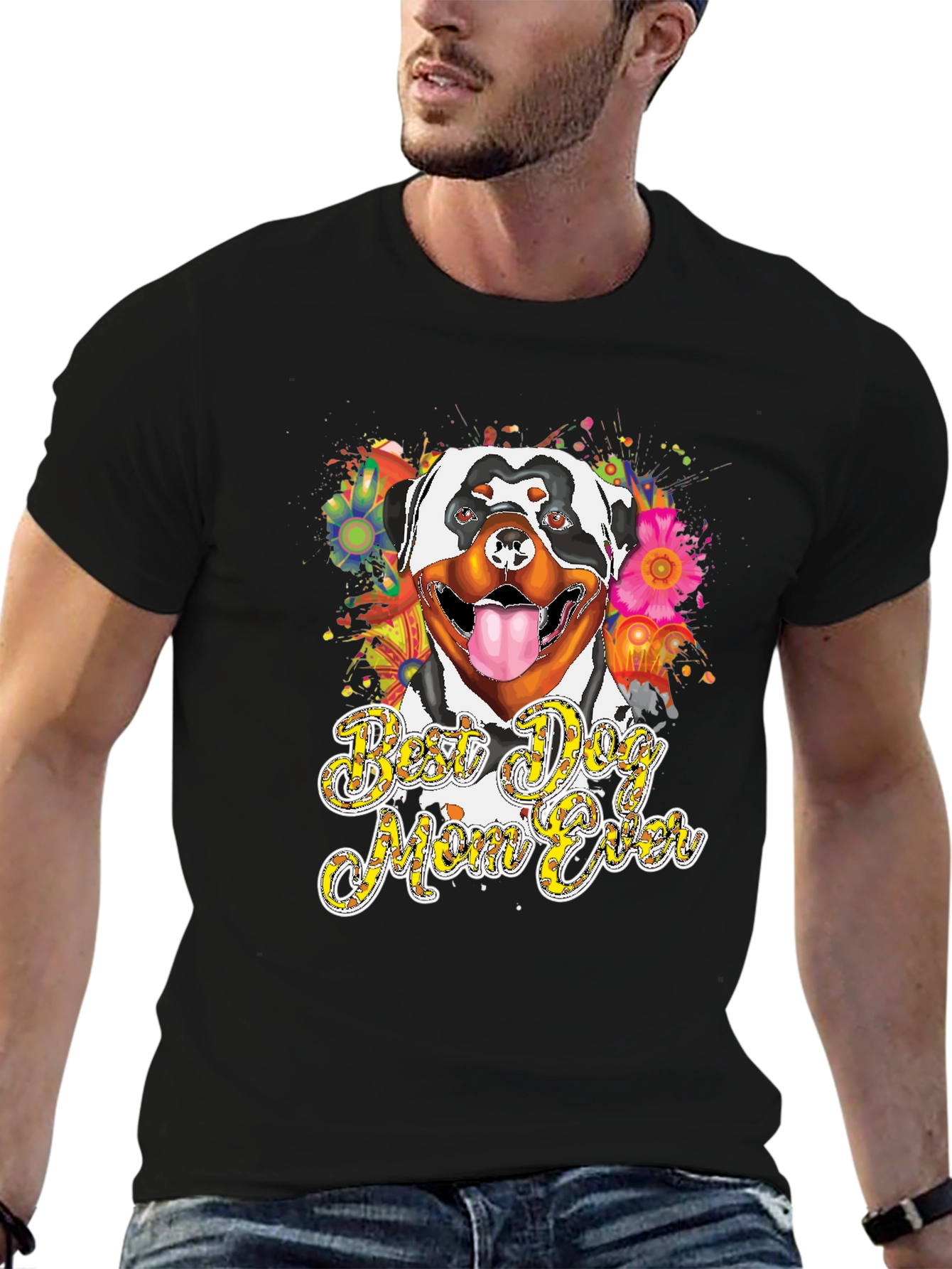 Best Dog Mom Ever Rottweiler Graphic T-Shirt