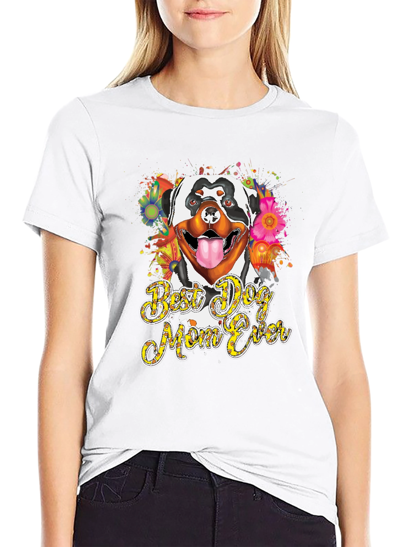 Best Dog Mom Ever Rottweiler Graphic T-Shirt