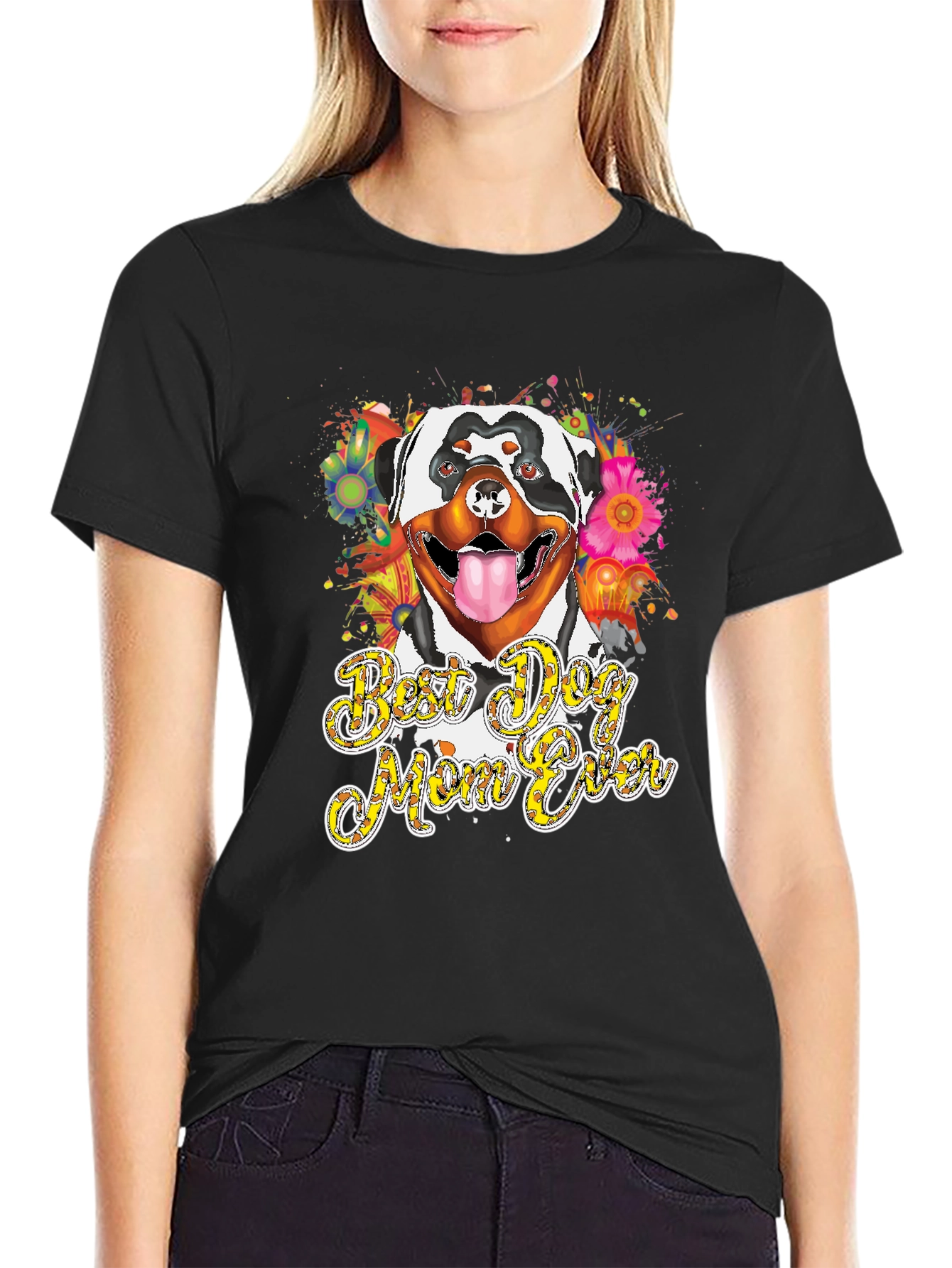 Best Dog Mom Ever Rottweiler Graphic T-Shirt