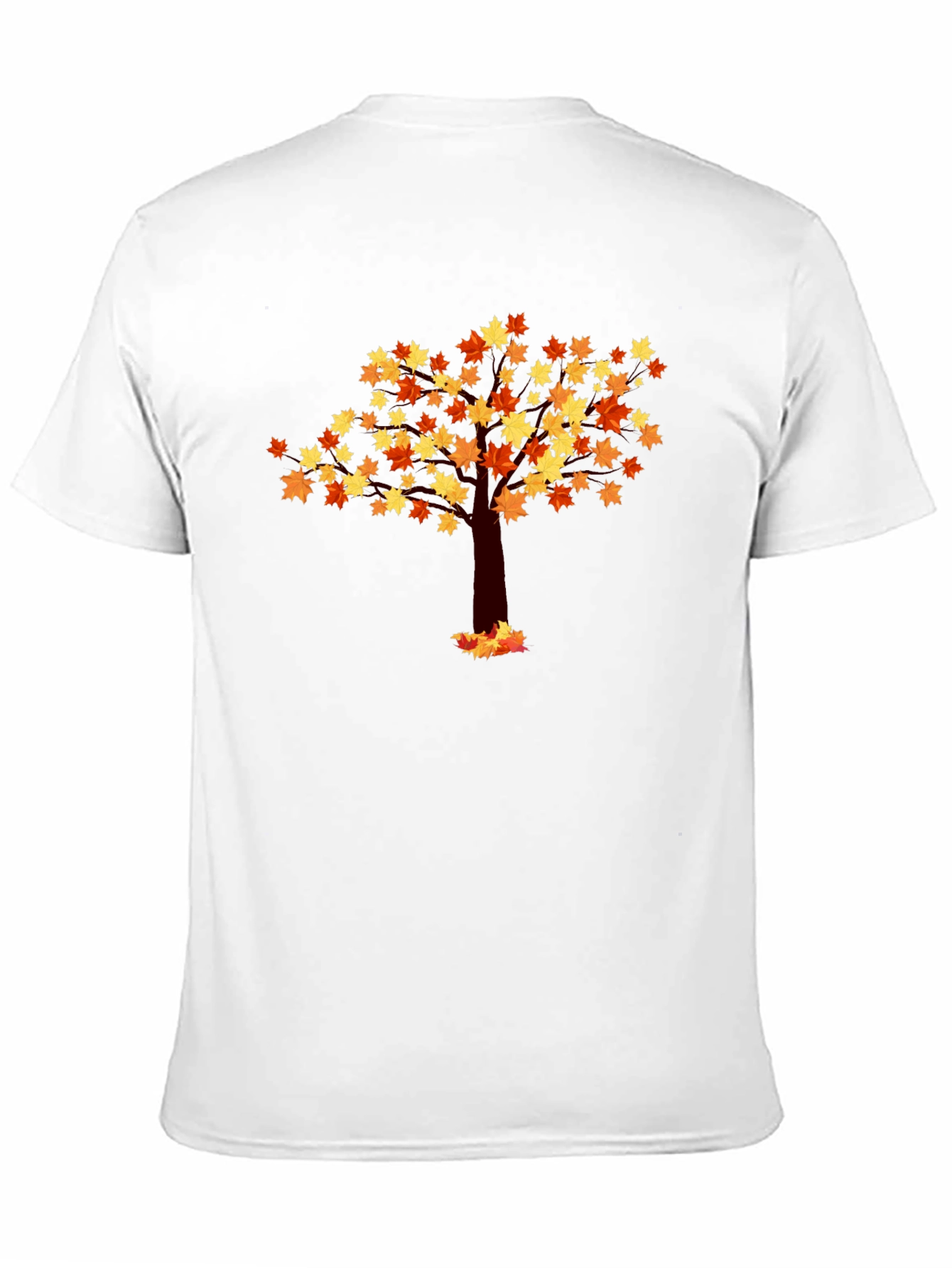 Autumn Leaf Tree Graphic Tee - Black Cotton Shirt