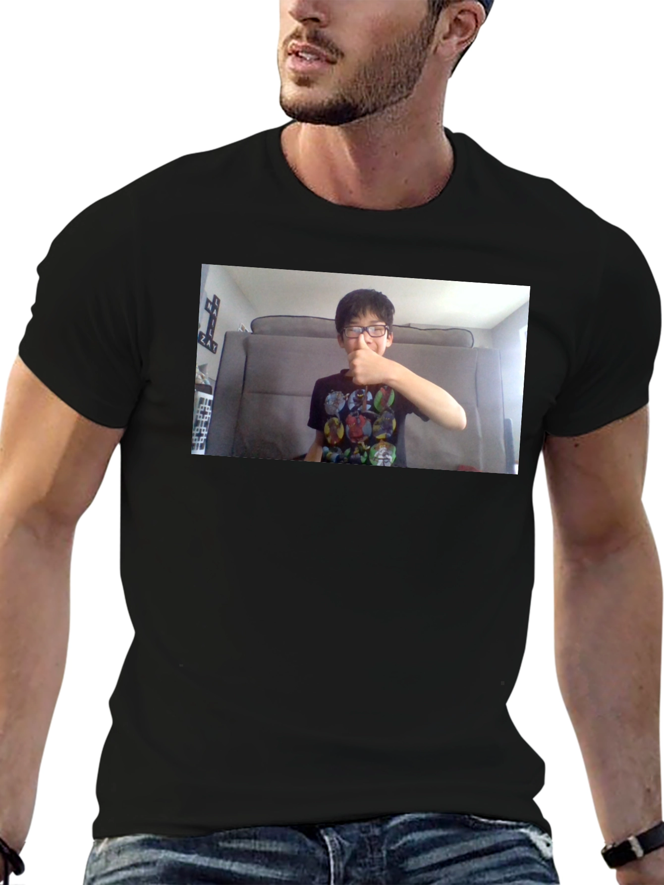 Black T-Shirt with Custom Photo Print