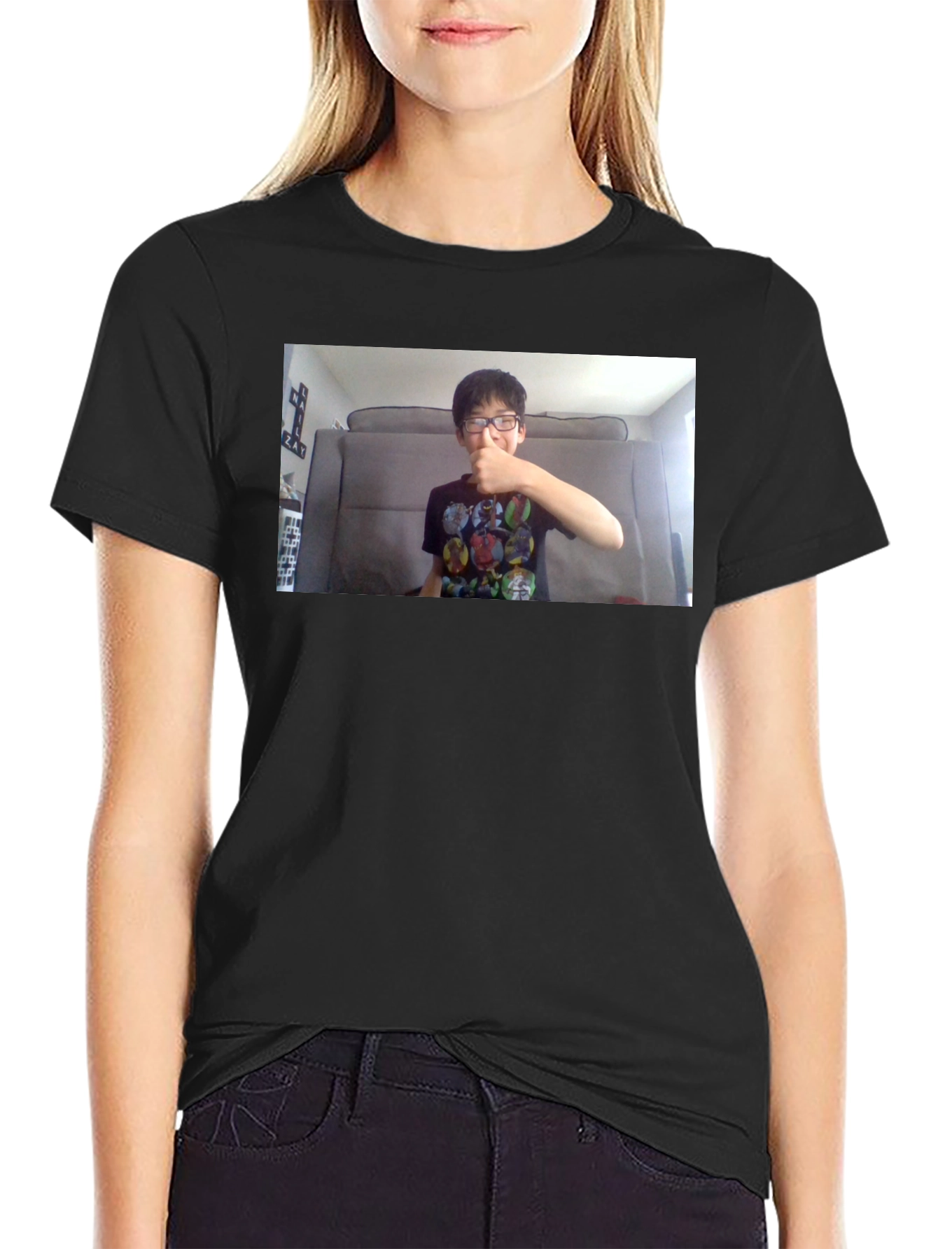 Black T-Shirt with Custom Photo Print