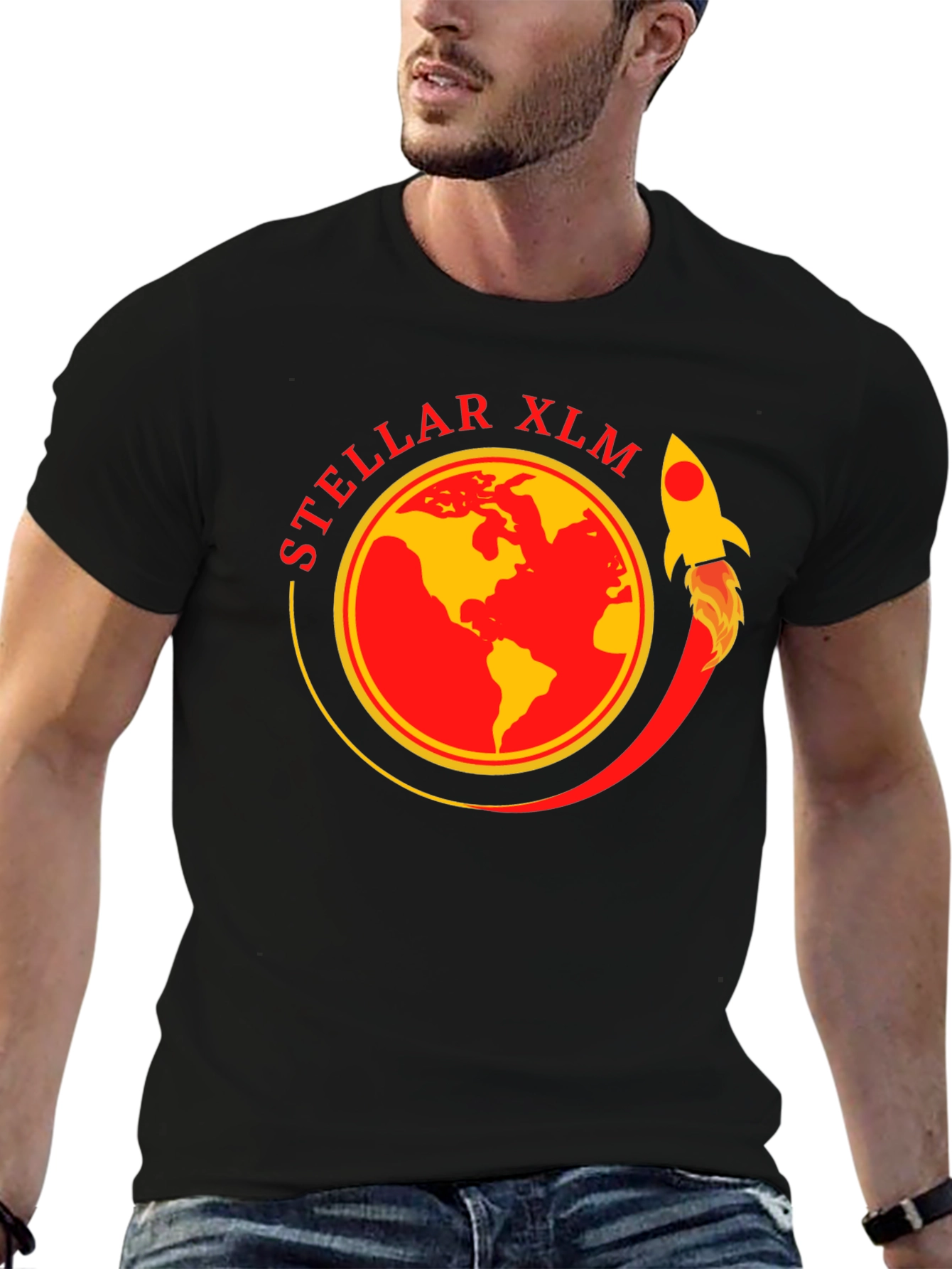 Stellar XLM Rocket Black T-Shirt