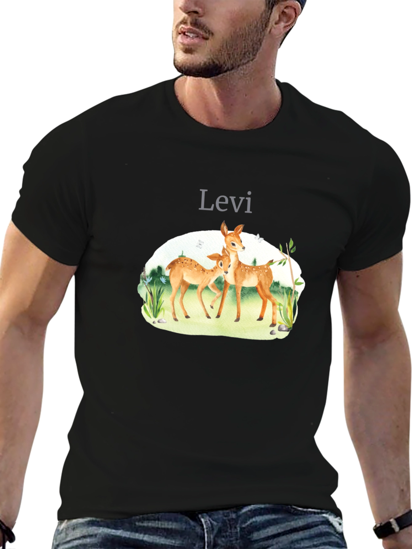 Levi Deer Graphic Black T-Shirt