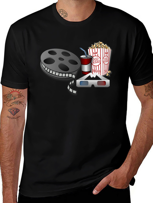 Movie Night T-Shirt | Film Reel Popcorn & 3D Glasses Graphic