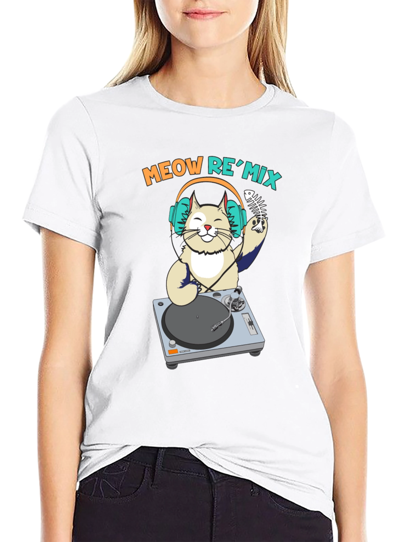 DJ Cat Graphic Tee - Meow ReMix Music Shirt