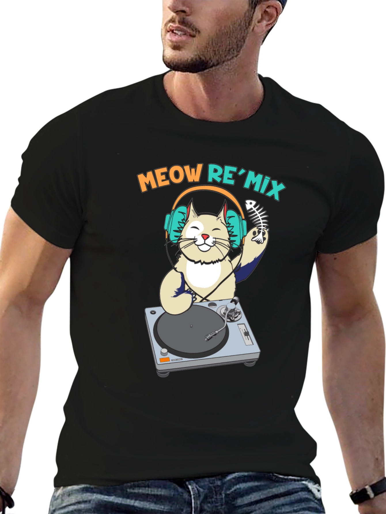 DJ Cat Graphic Tee - Meow ReMix Music Shirt