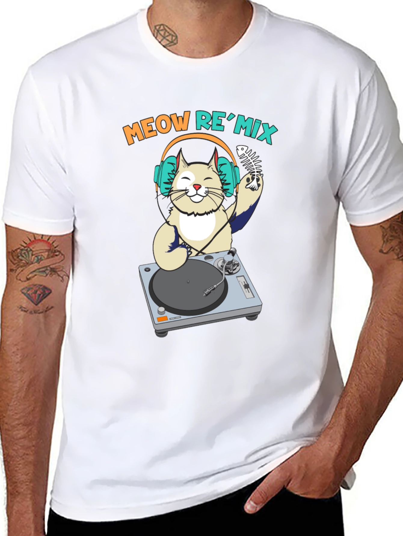 DJ Cat Graphic Tee - Meow ReMix Music Shirt