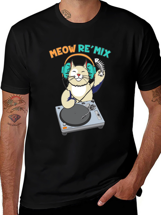 DJ Cat Graphic Tee - Meow ReMix Music Shirt