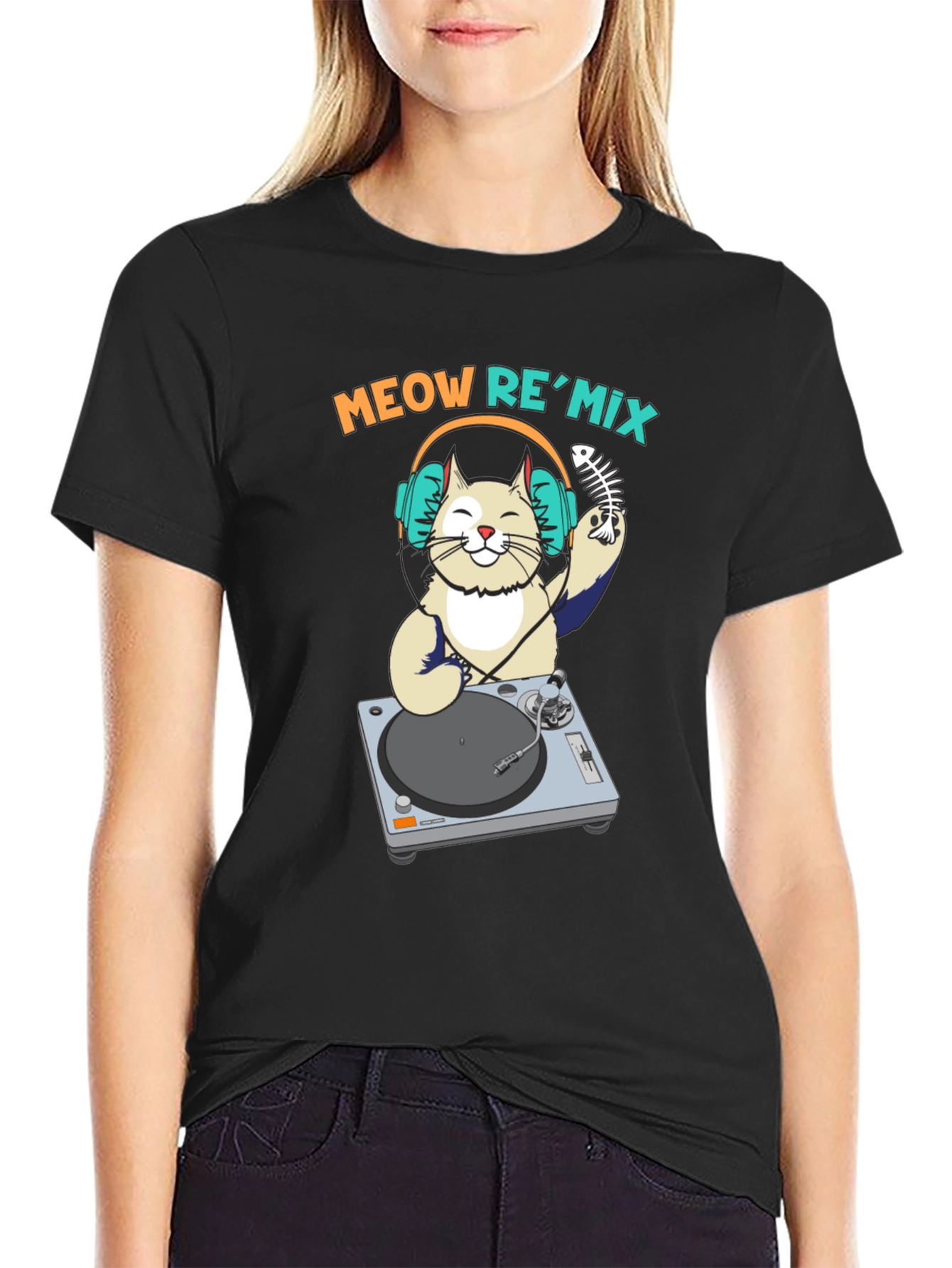 DJ Cat Graphic Tee - Meow ReMix Music Shirt