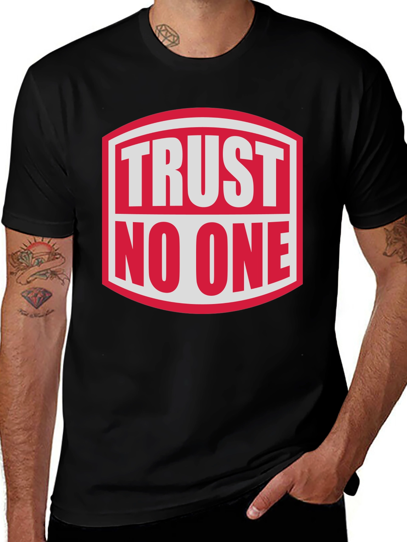 Trust No One Graphic Tee - Bold Statement Shirt
