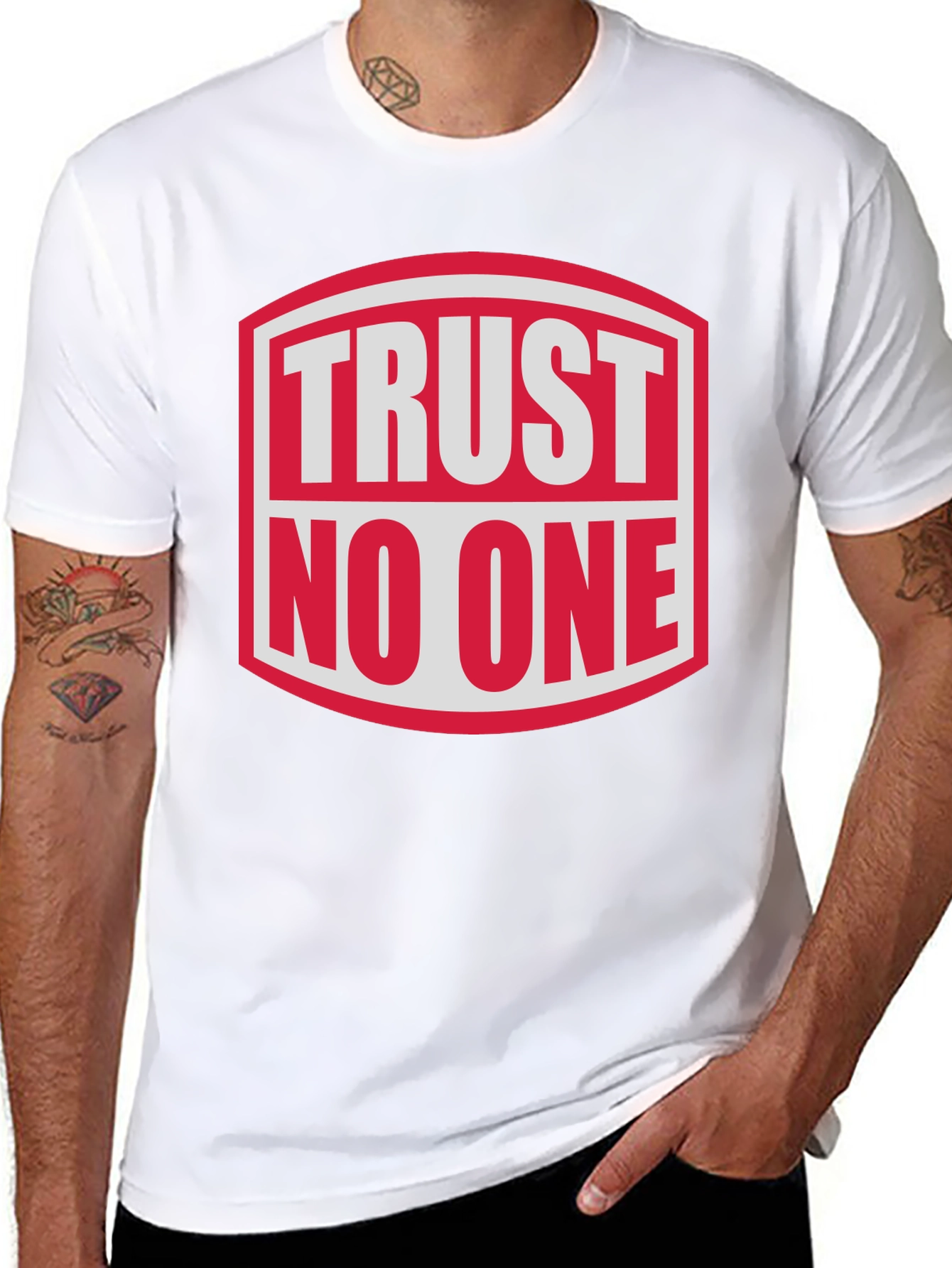 Trust No One Graphic Tee - Bold Statement Shirt
