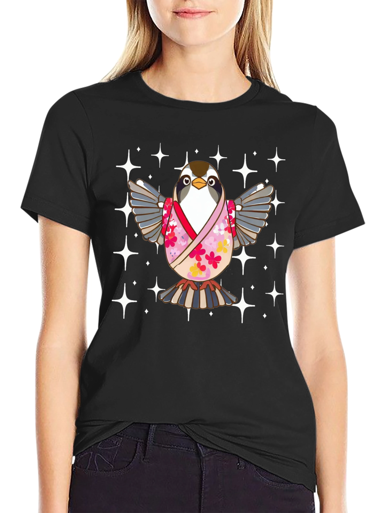 Cute Bird in Kimono T-Shirt