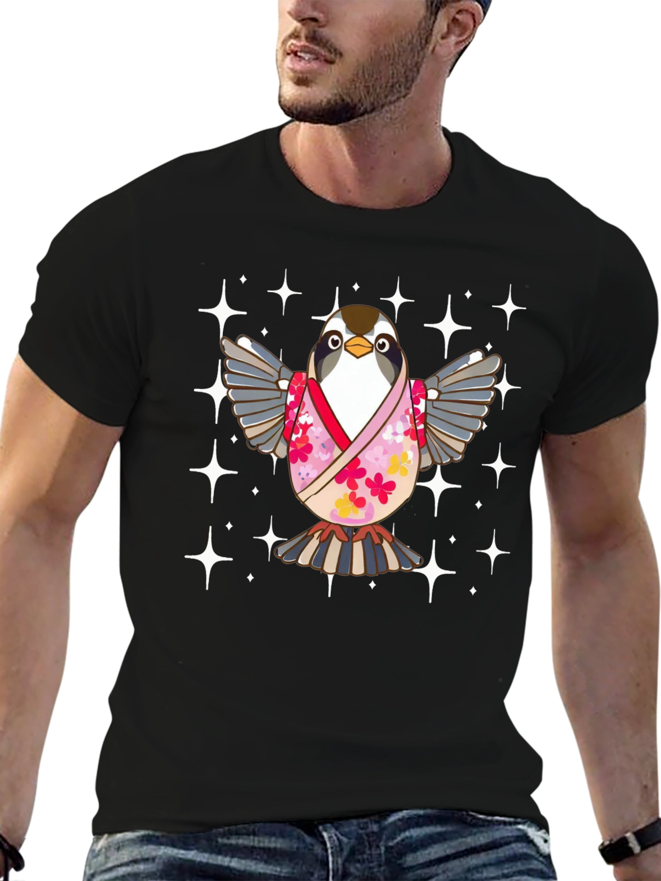 Cute Bird in Kimono T-Shirt