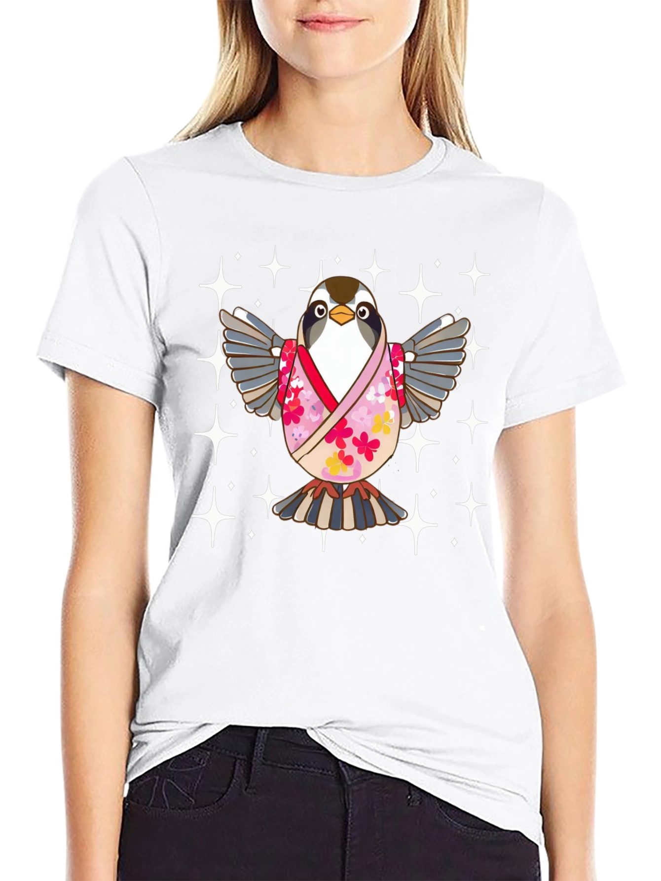 Cute Bird in Kimono T-Shirt