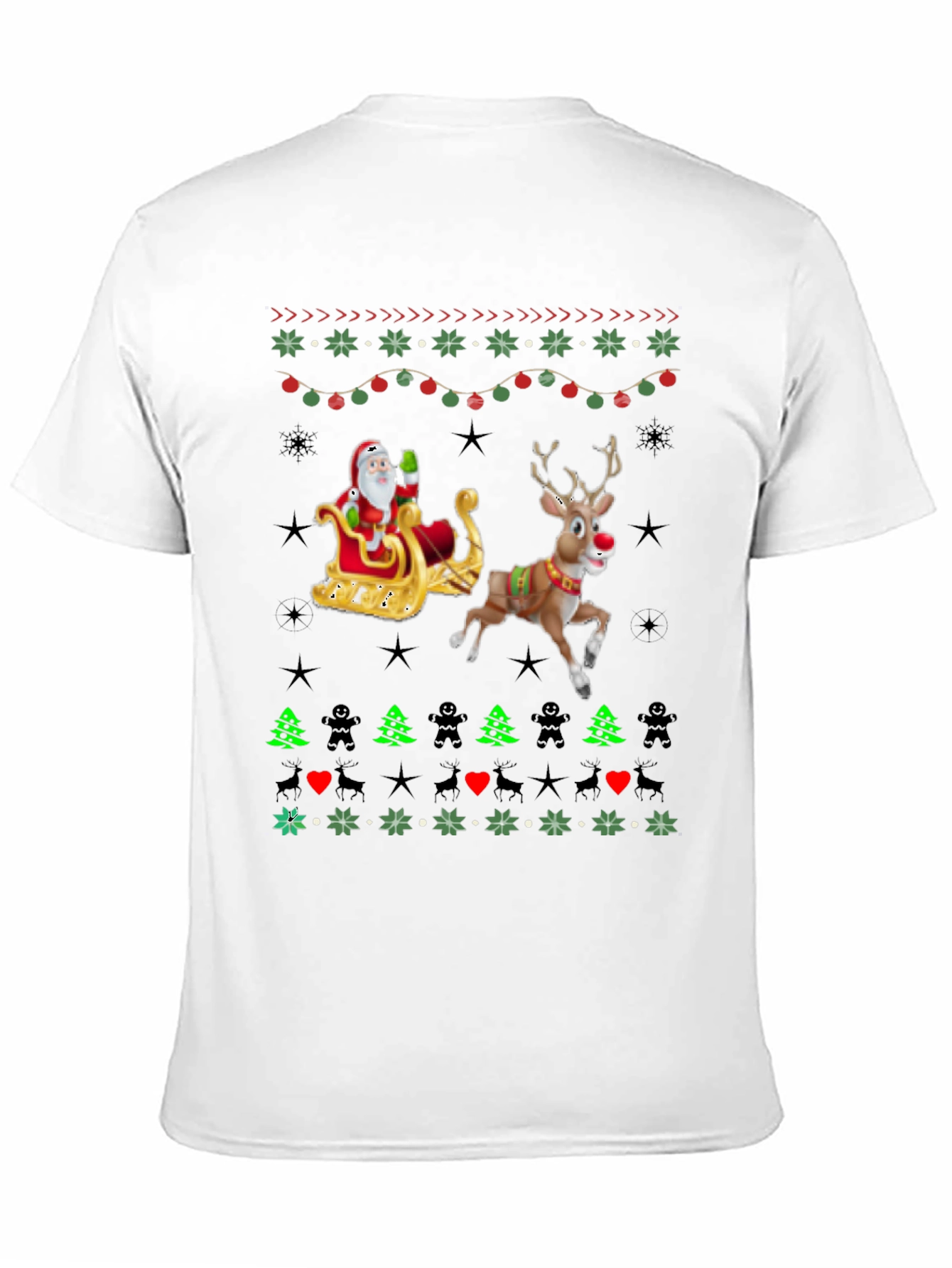 Festive Santa & Reindeer Ugly Christmas T-Shirt