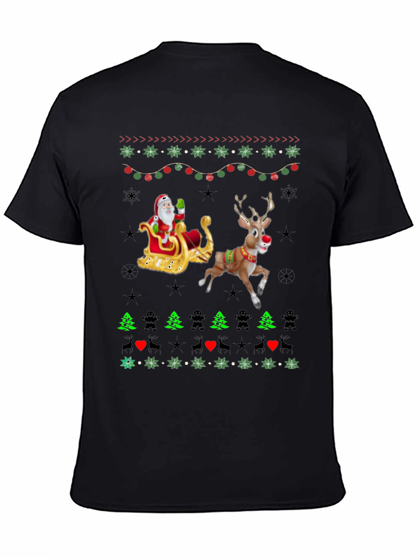 Festive Santa & Reindeer Ugly Christmas T-Shirt