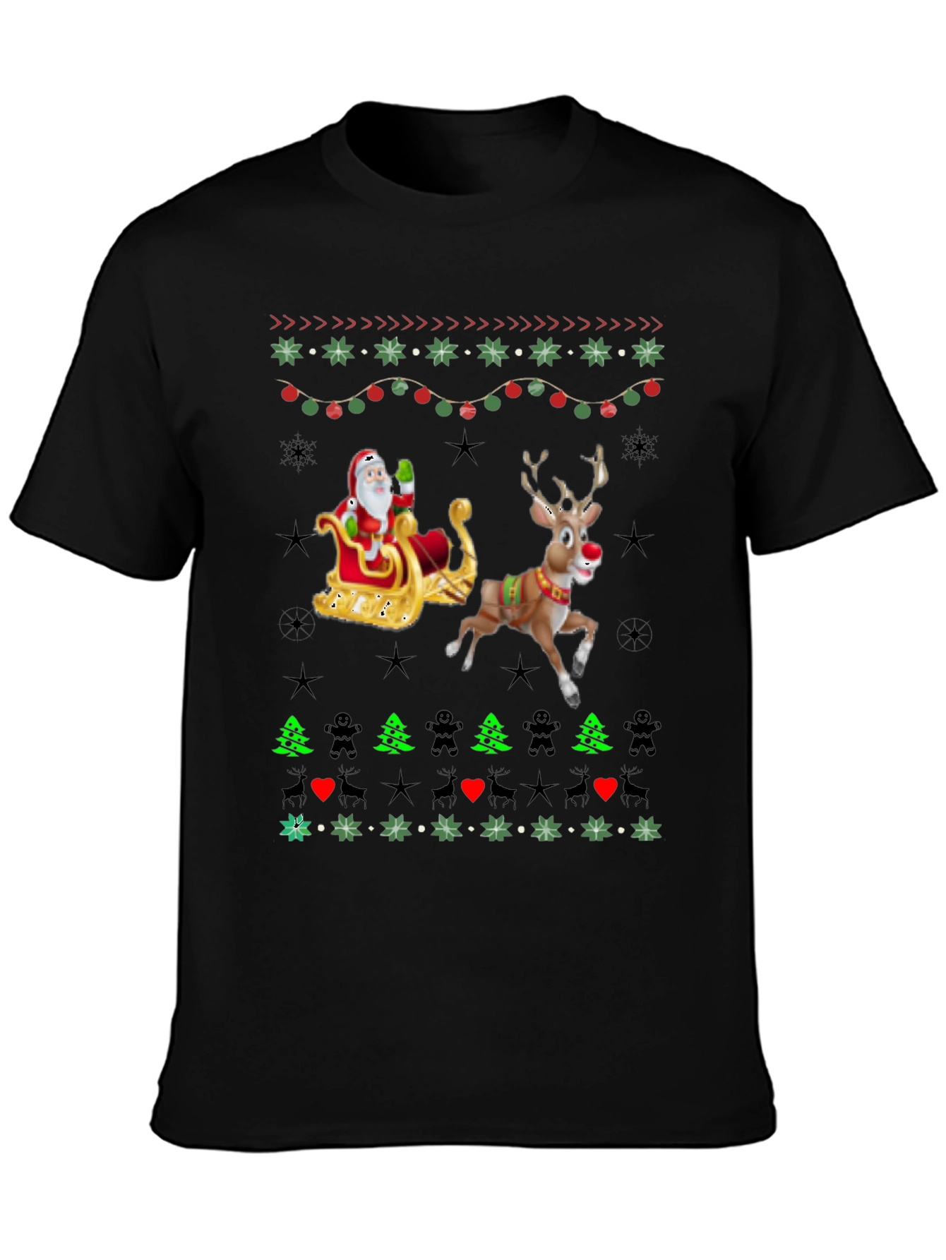 Festive Santa & Reindeer Ugly Christmas T-Shirt
