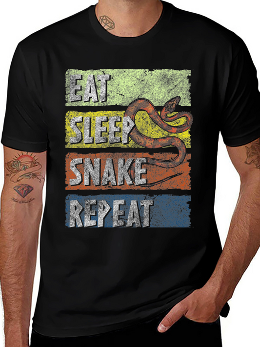 Eat Sleep Snake Repeat Graphic T-Shirt