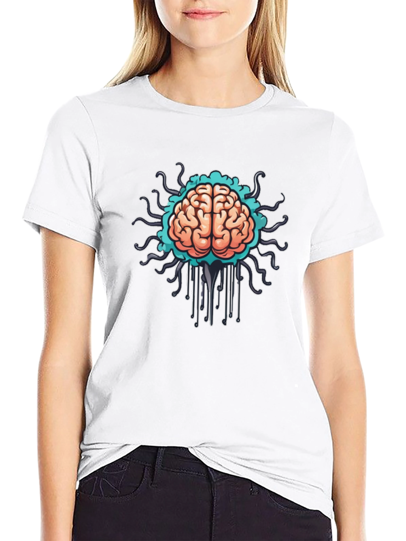 Brain Circuit T-Shirt - Stylish Black Tee