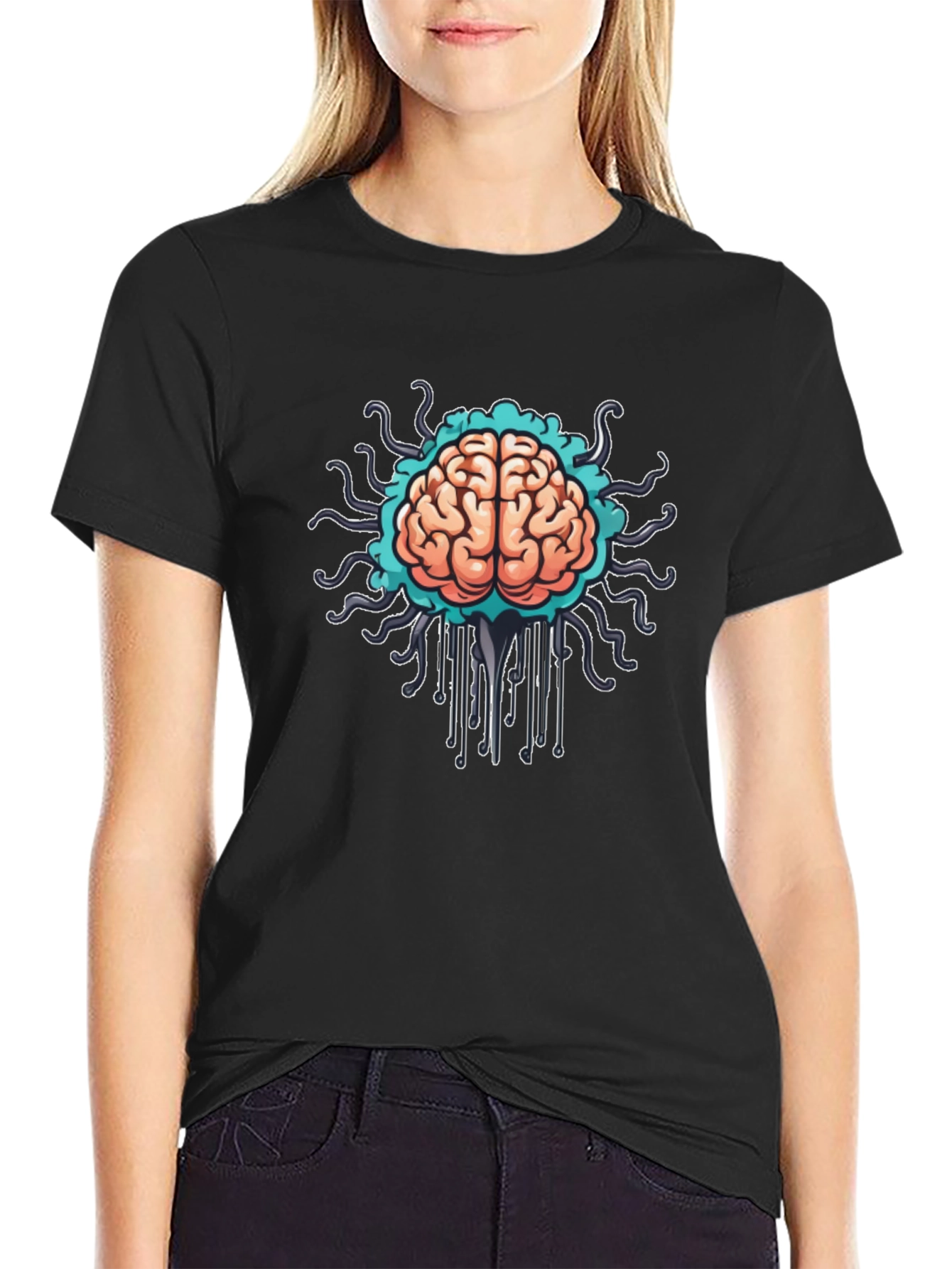 Brain Circuit T-Shirt - Stylish Black Tee