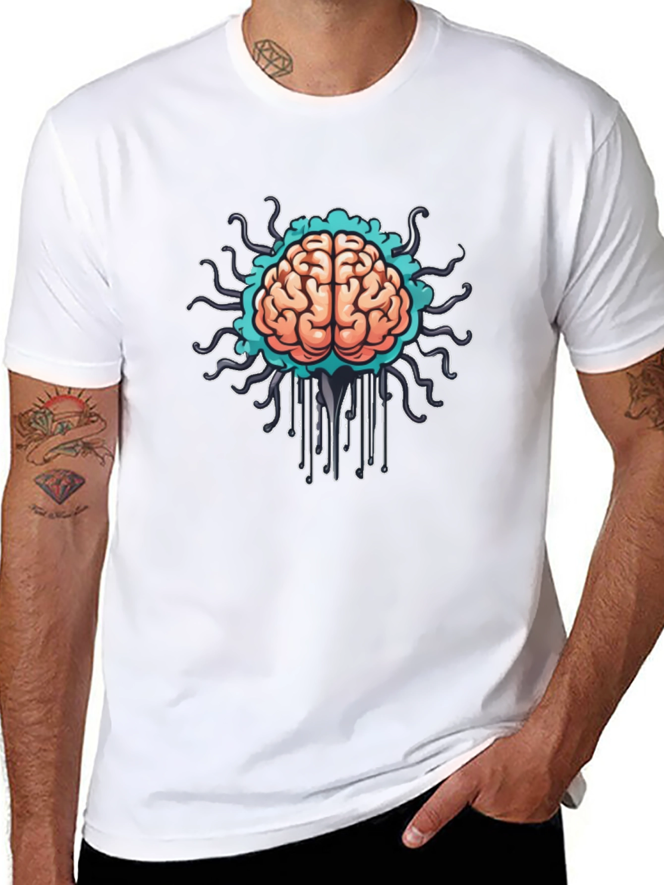 Brain Circuit T-Shirt - Stylish Black Tee