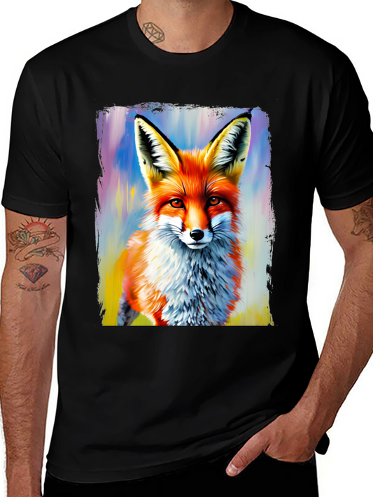 Fox Art Print Graphic Tee - Stylish Mens T-Shirt