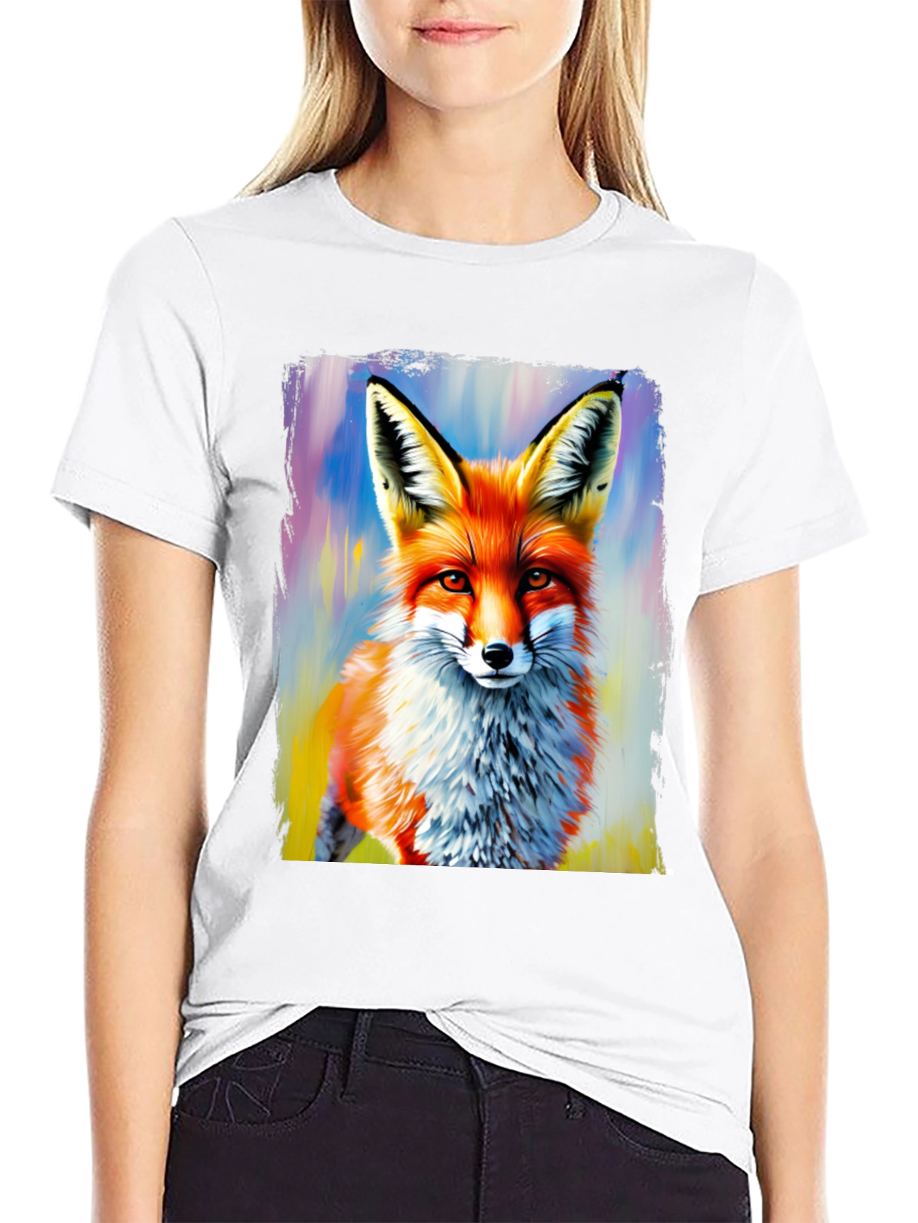 Fox Art Print Graphic Tee - Stylish Mens T-Shirt