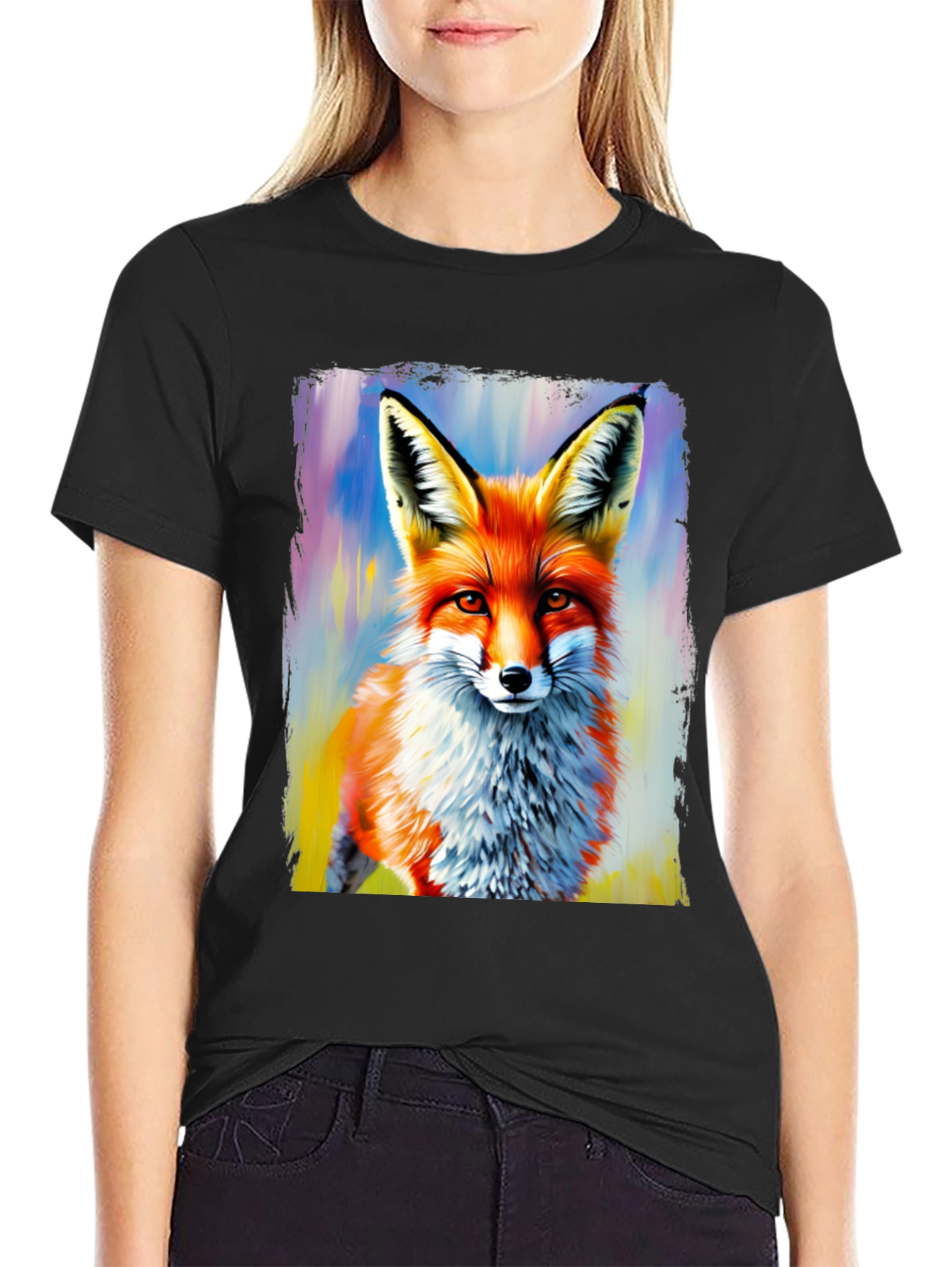 Fox Art Print Graphic Tee - Stylish Mens T-Shirt