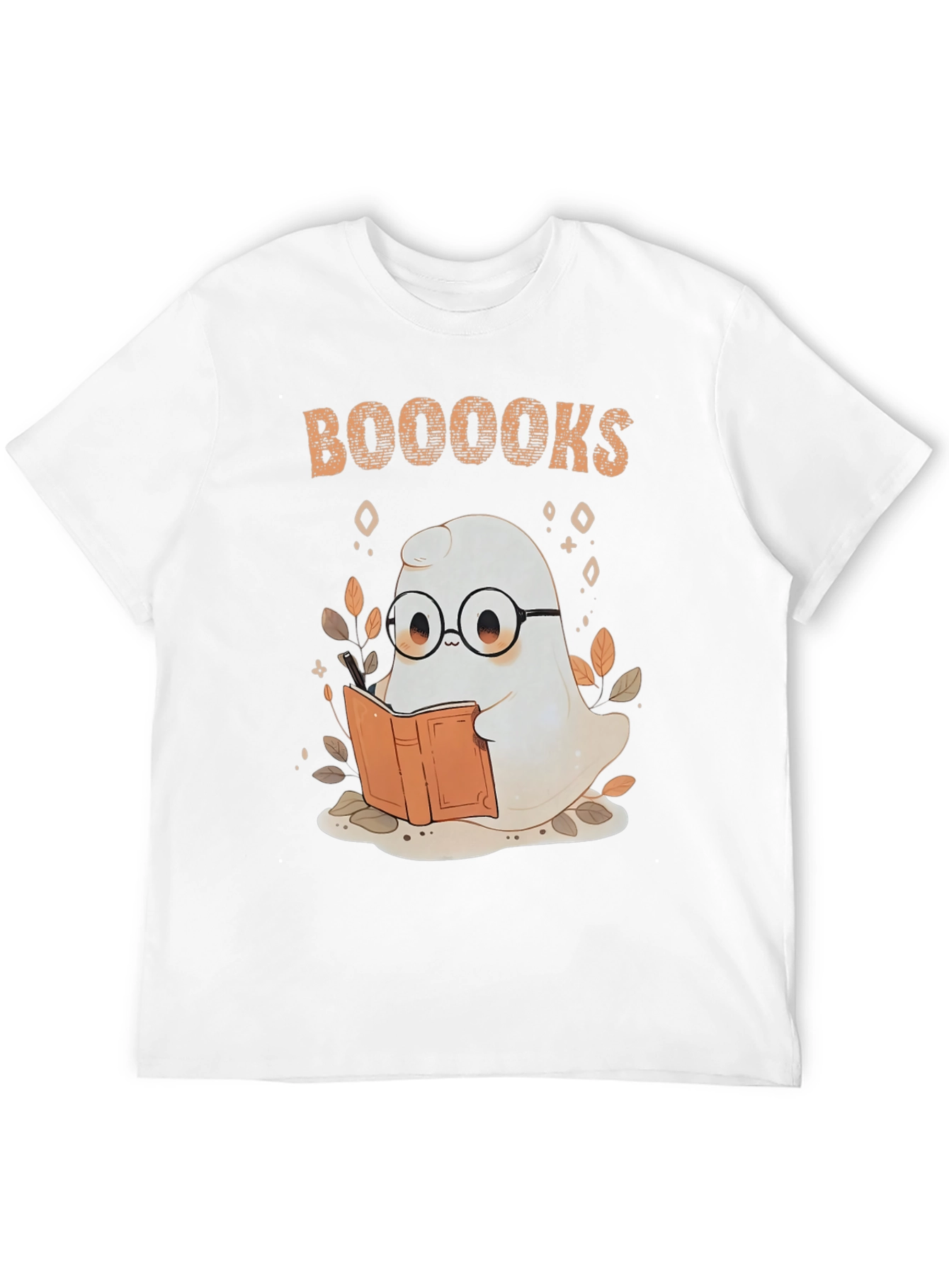 Booooks Ghost Reading T-Shirt - Halloween Book Lover Tee