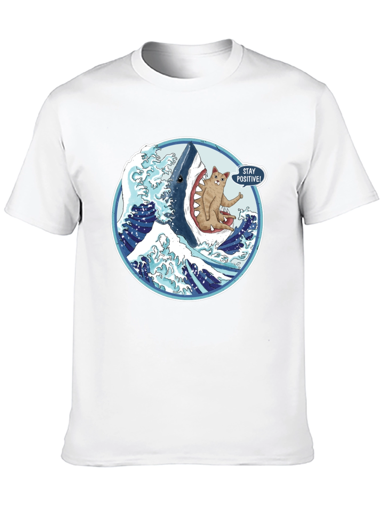 Shark Cat T-Shirt - Stay Positive