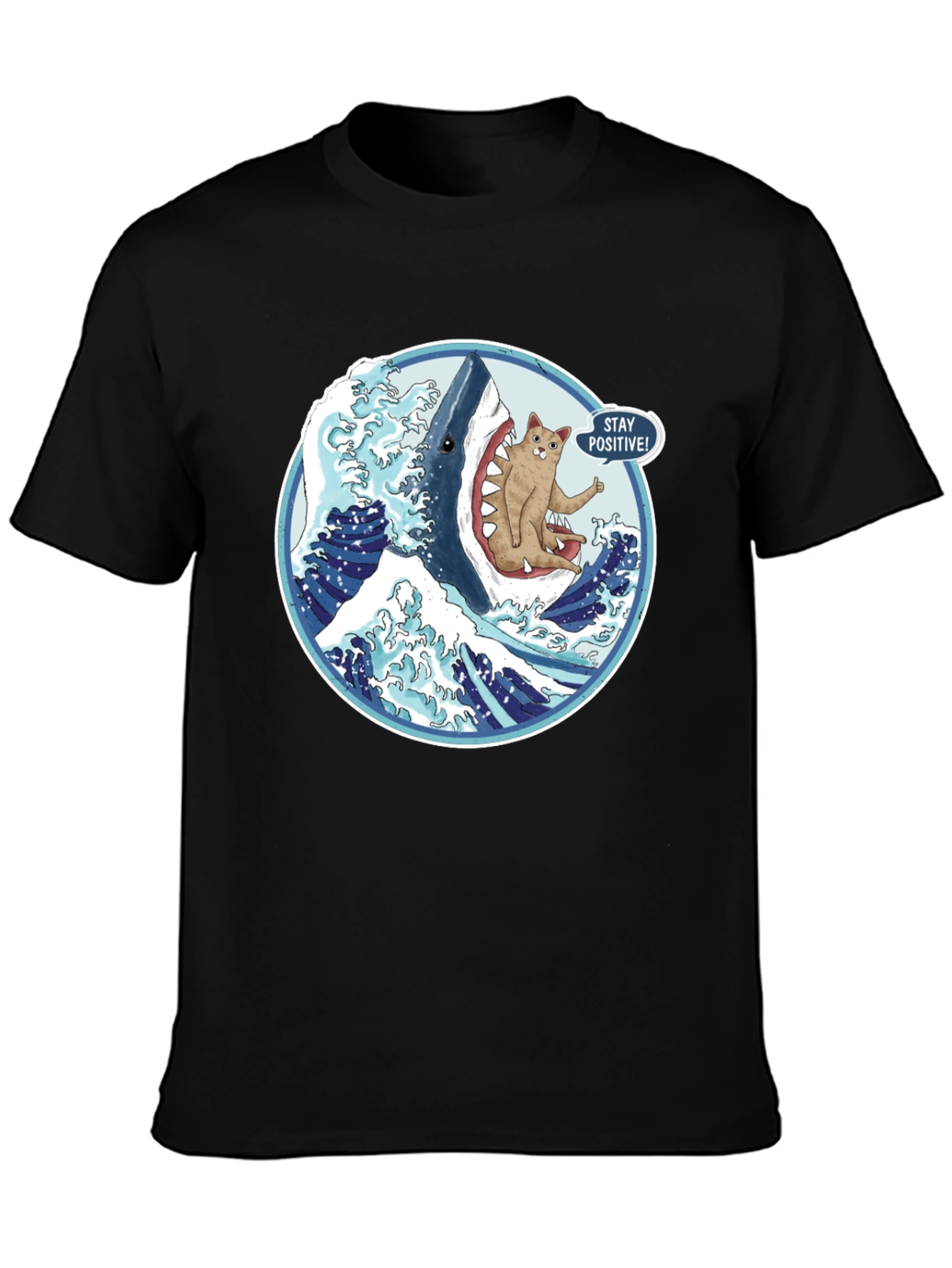 Shark Cat T-Shirt - Stay Positive