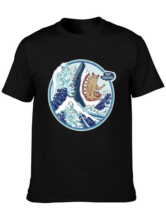 Shark Cat T-Shirt - Stay Positive
